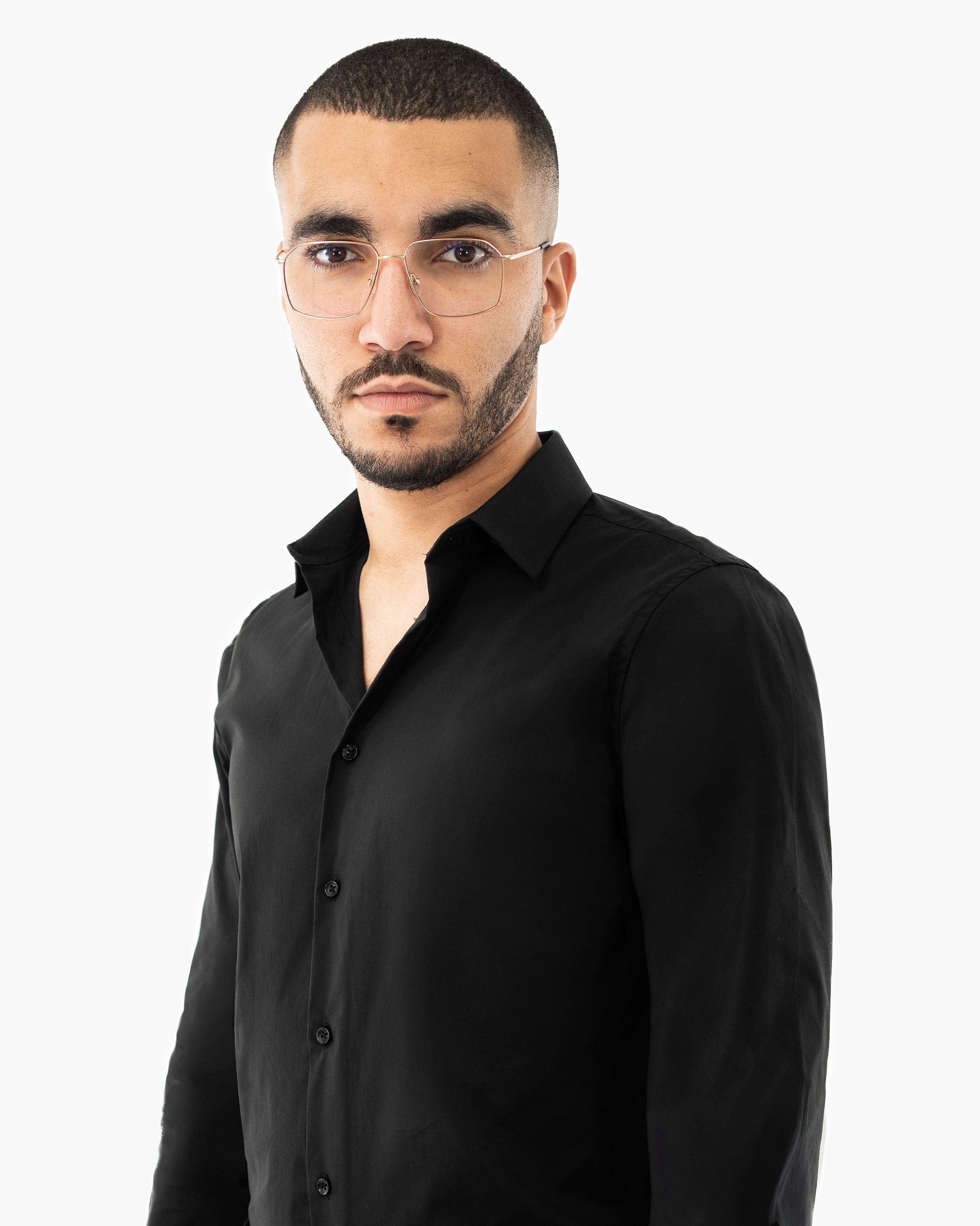 Black Stretch Slim-Fit Dress Shirt