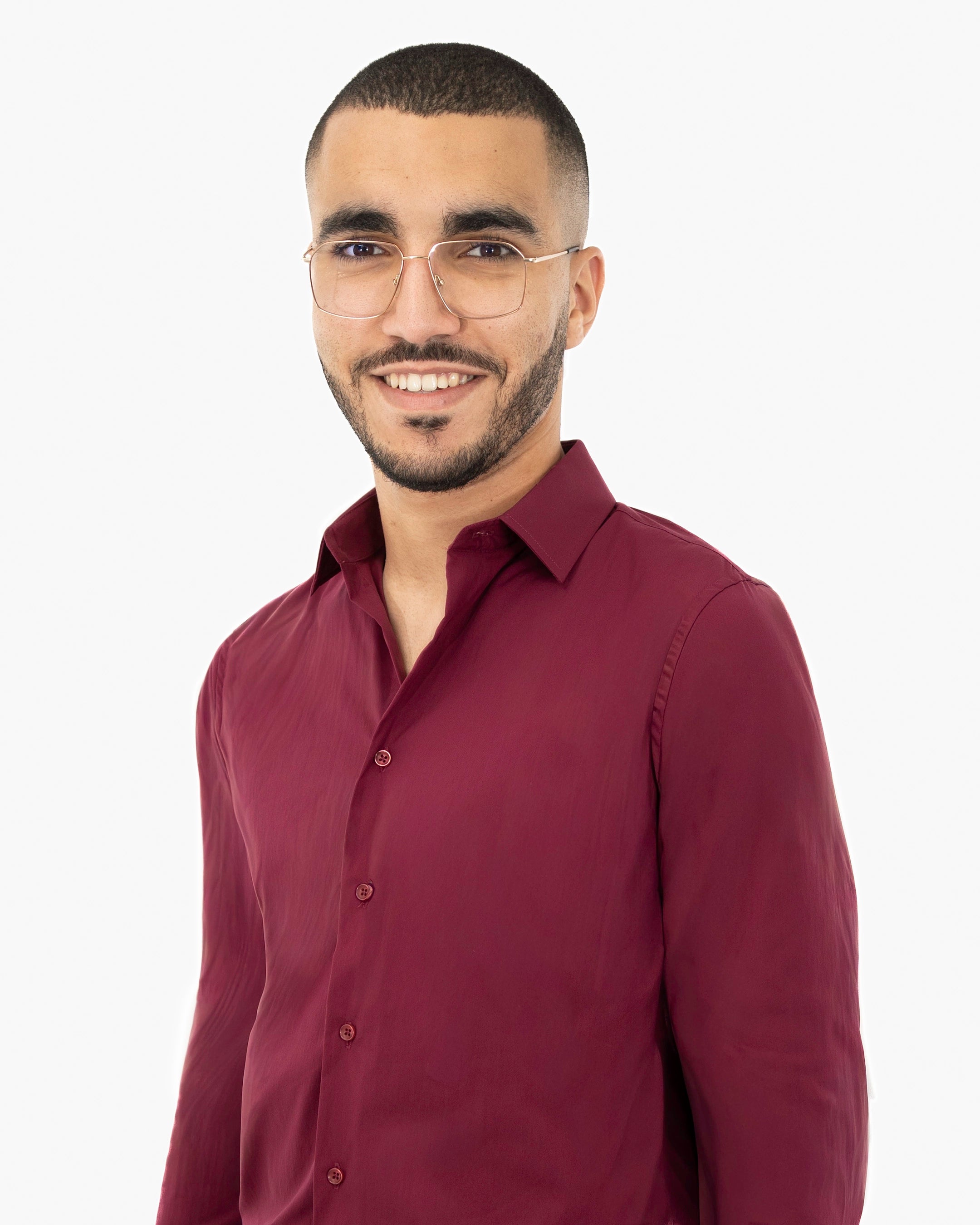 Burgundy Stretch Slim-Fit Dress Shirt