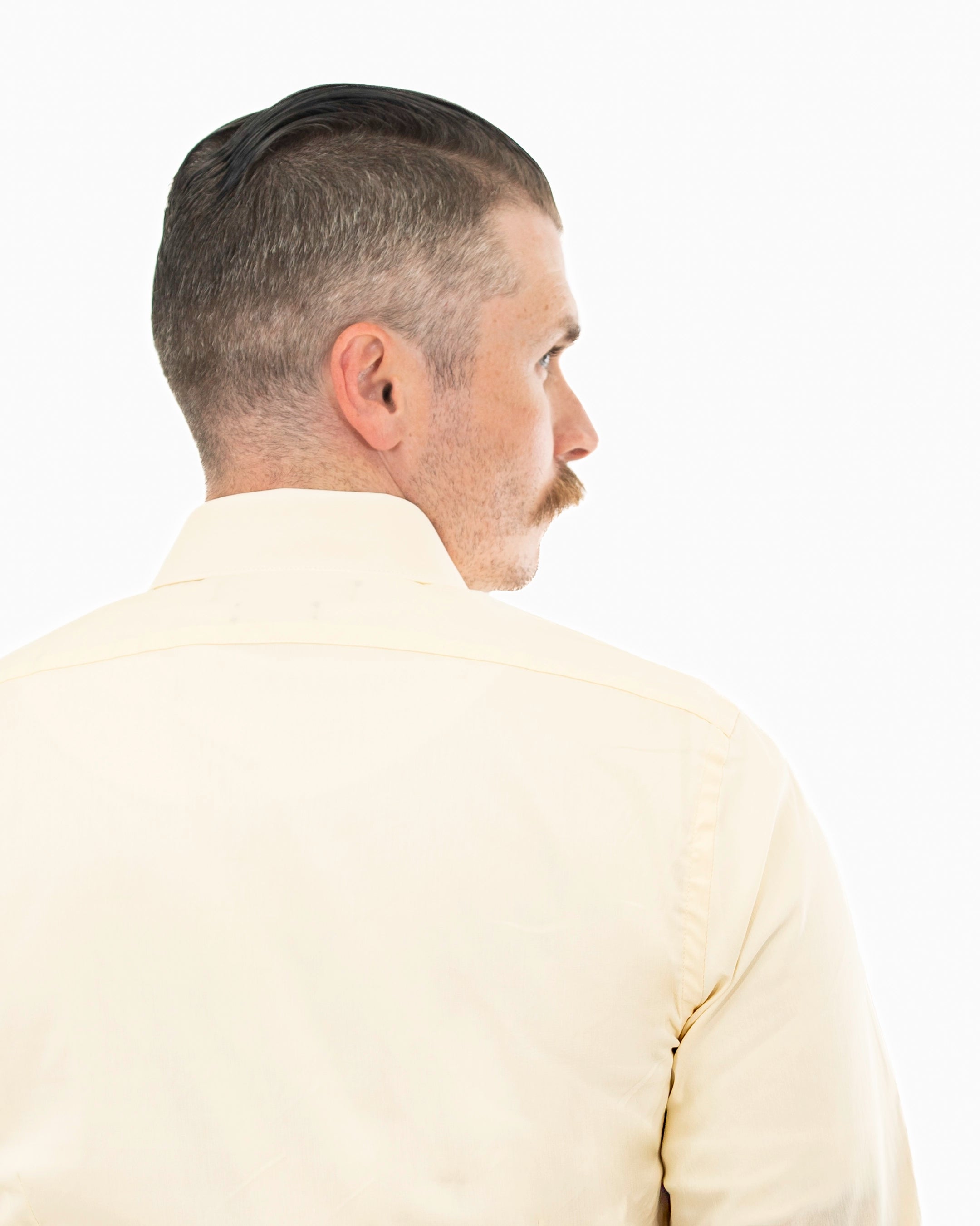 Cream Stretch Slim-Fit Dress Shirt |Back | Dolce Vesta