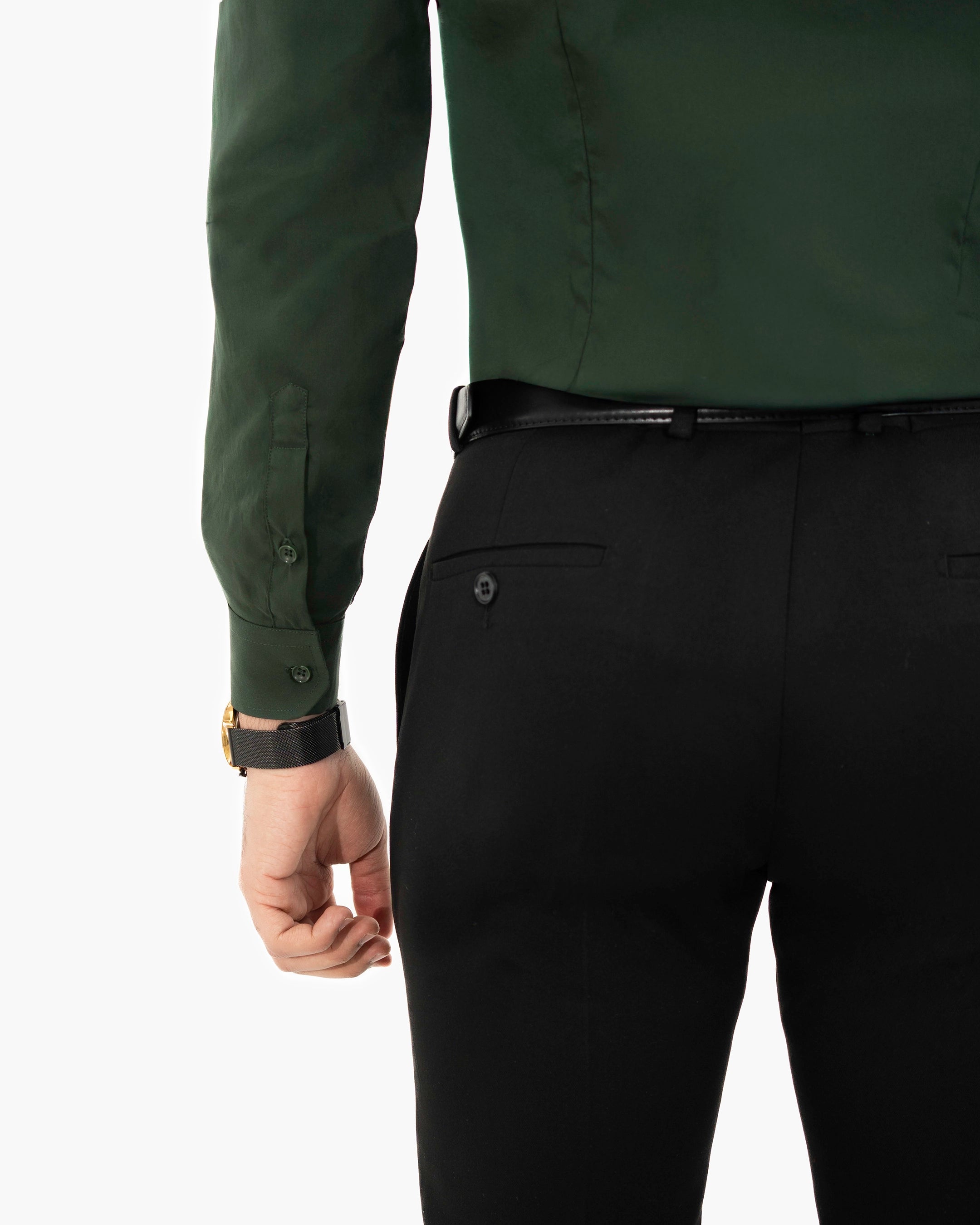 Hunter Green Stretch Slim-Fit Dress Shirt