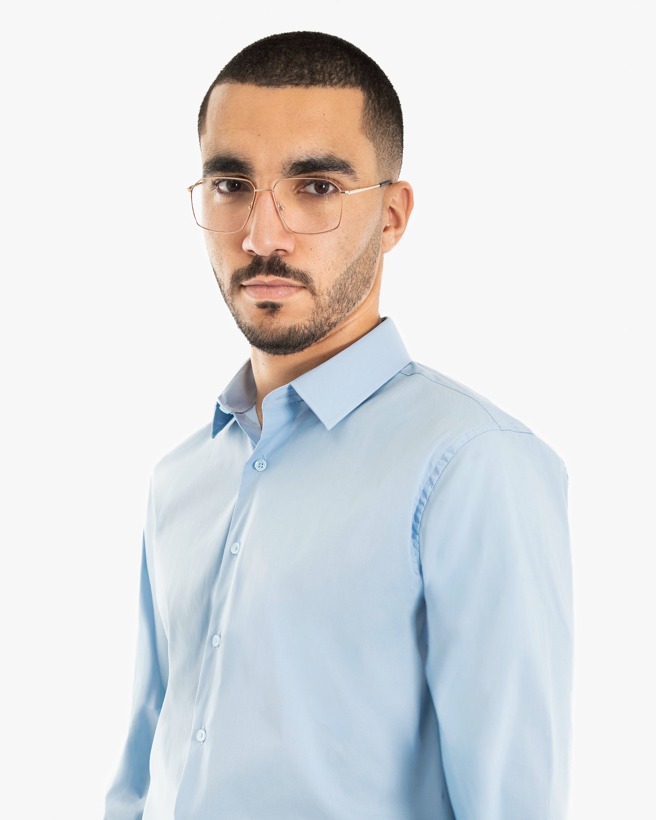 Light Blue Stretch Slim-Fit Dress Shirt