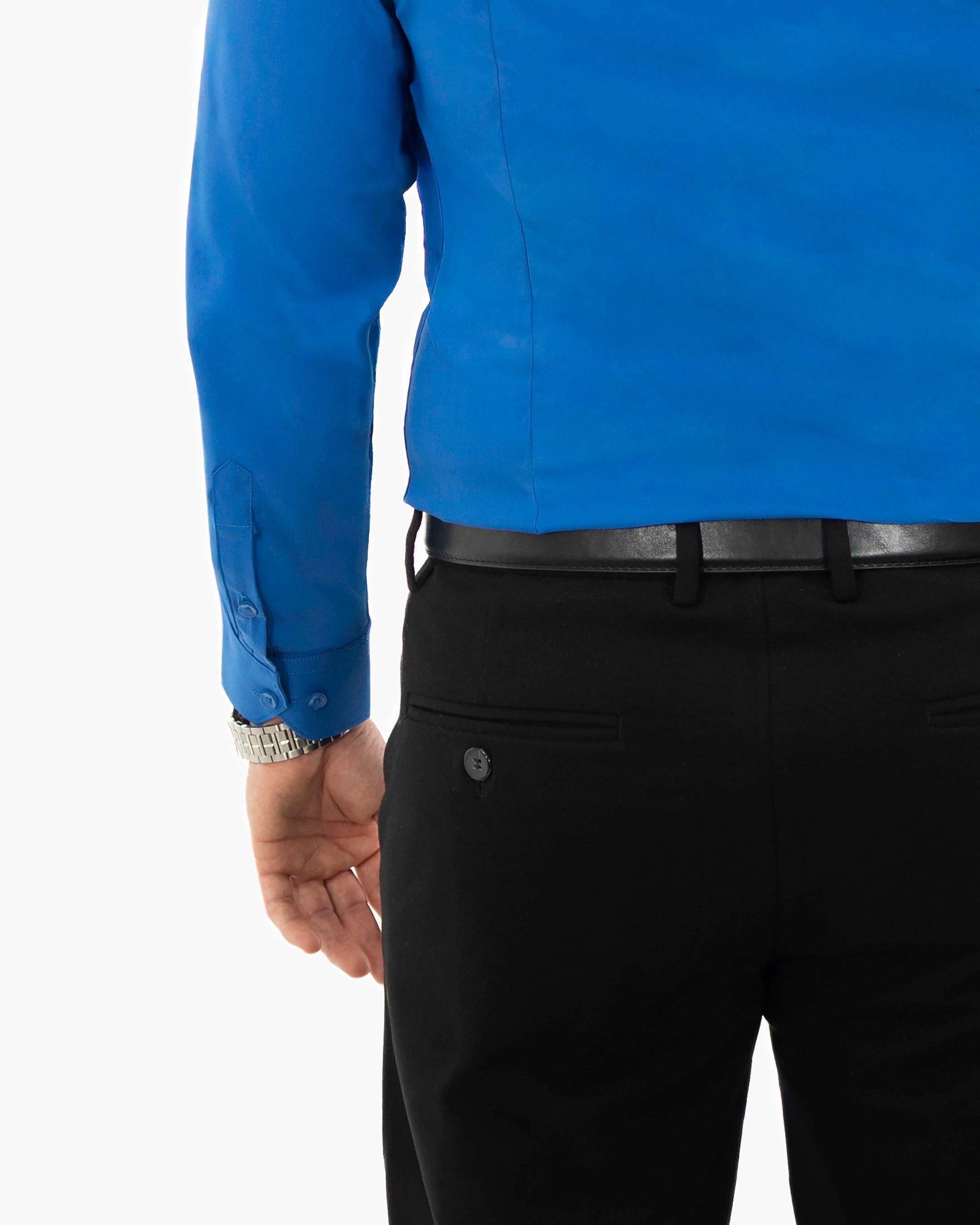 Royal Blue Stretch Slim-Fit Dress Shirt | Sleeve | Dolce Vesta