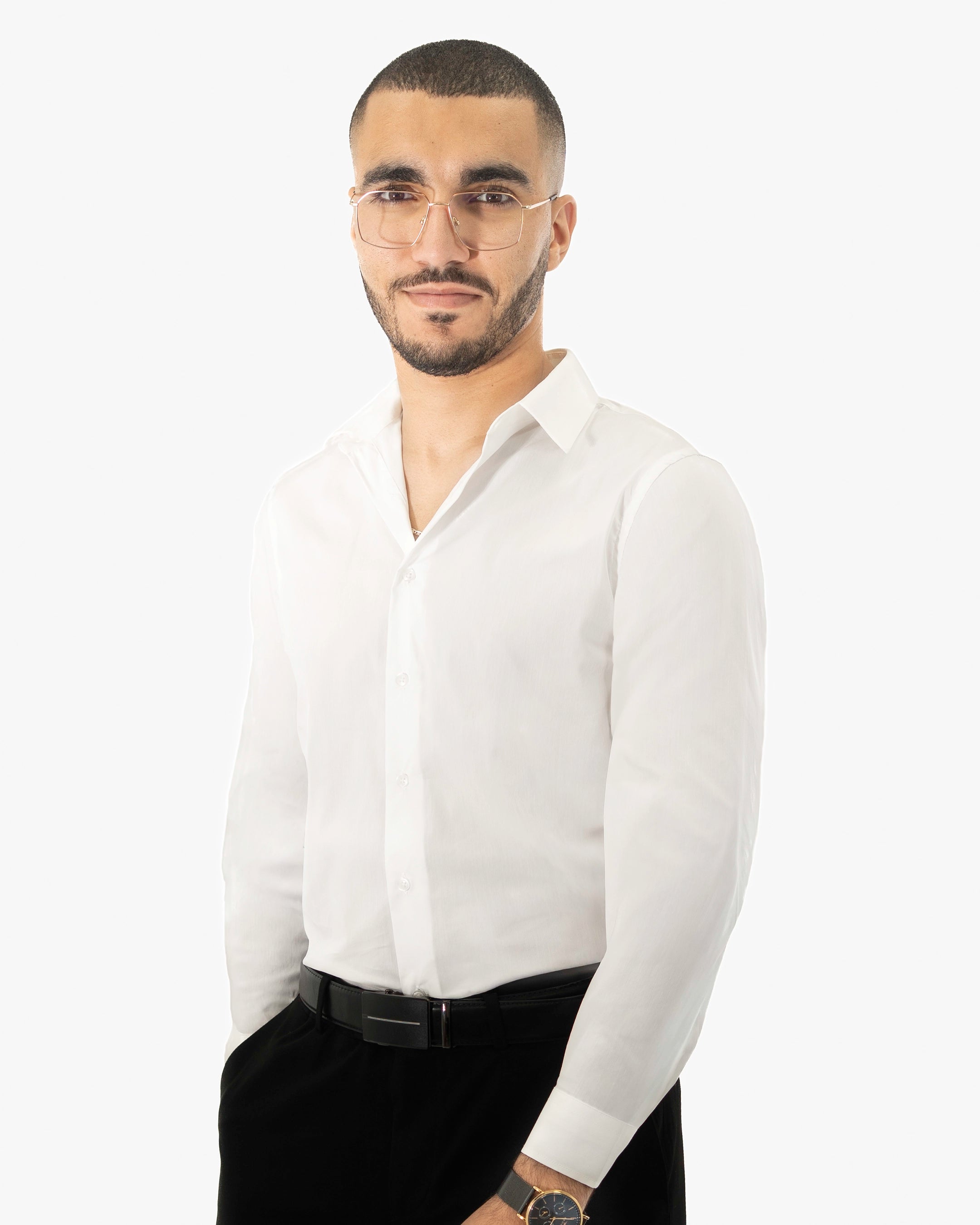 Off-White Stretch Slim-Fit Dress Shirt