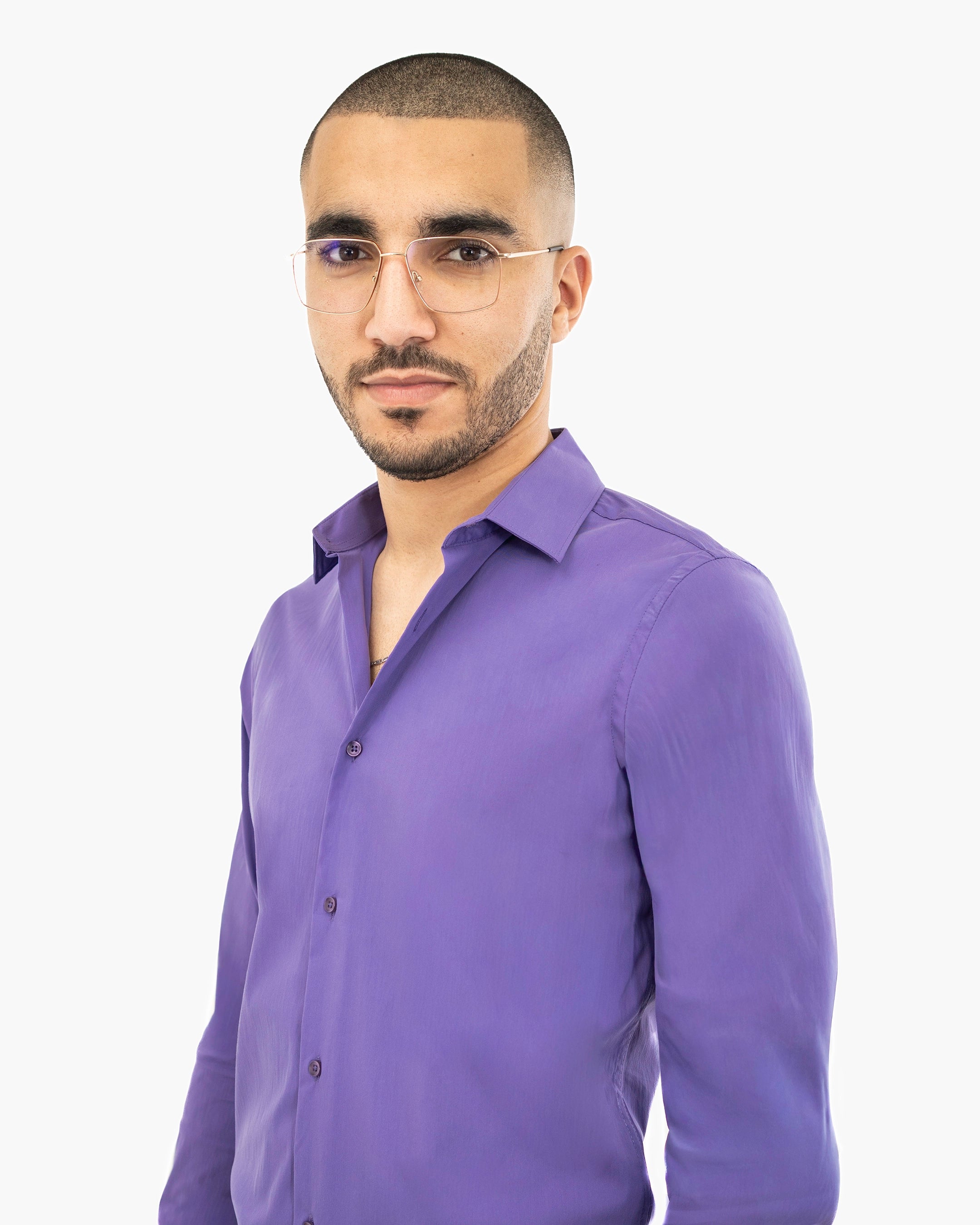 Purple Stretch Slim-Fit Dress Shirt