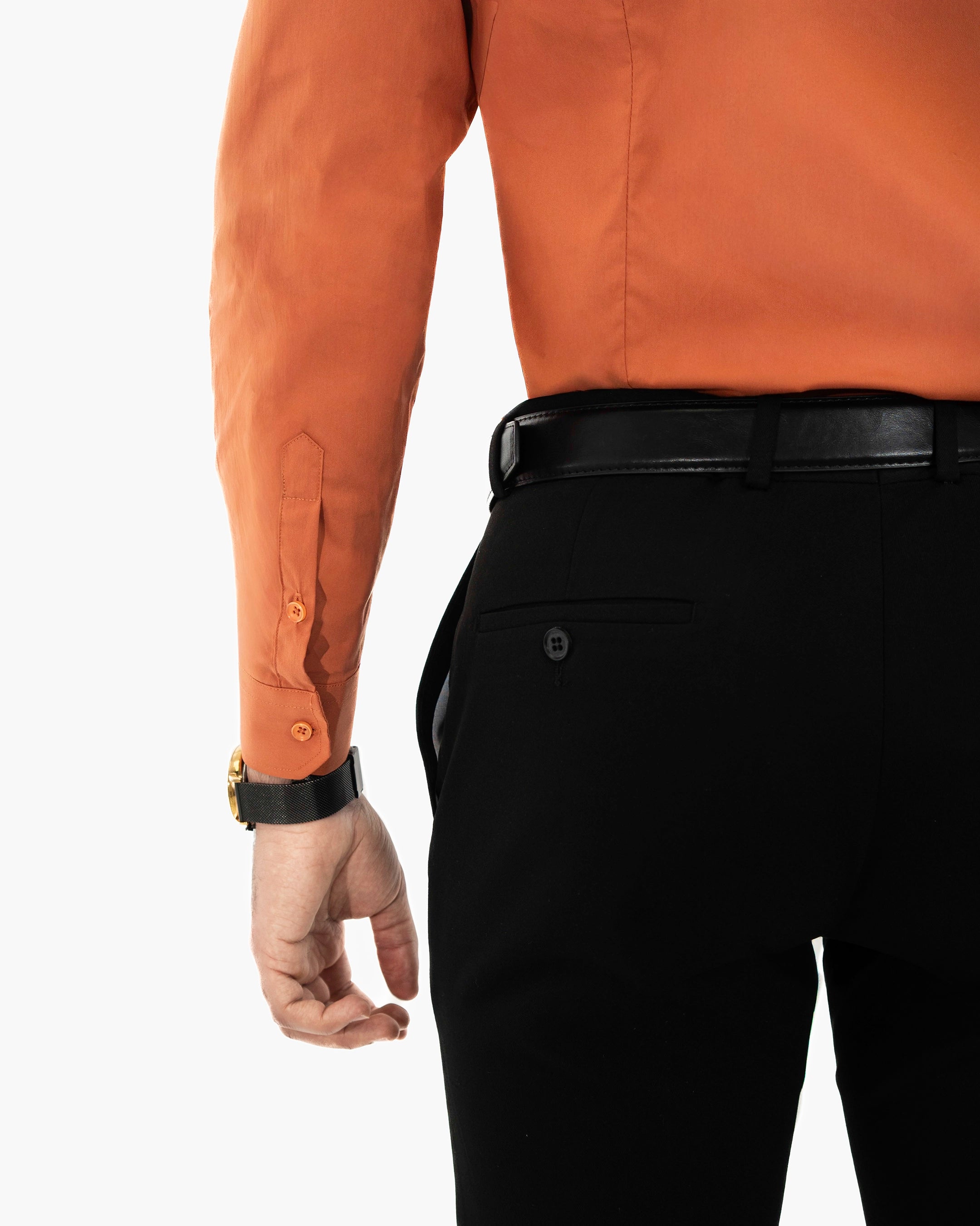 Rust Stretch Slim-Fit Dress Shirt