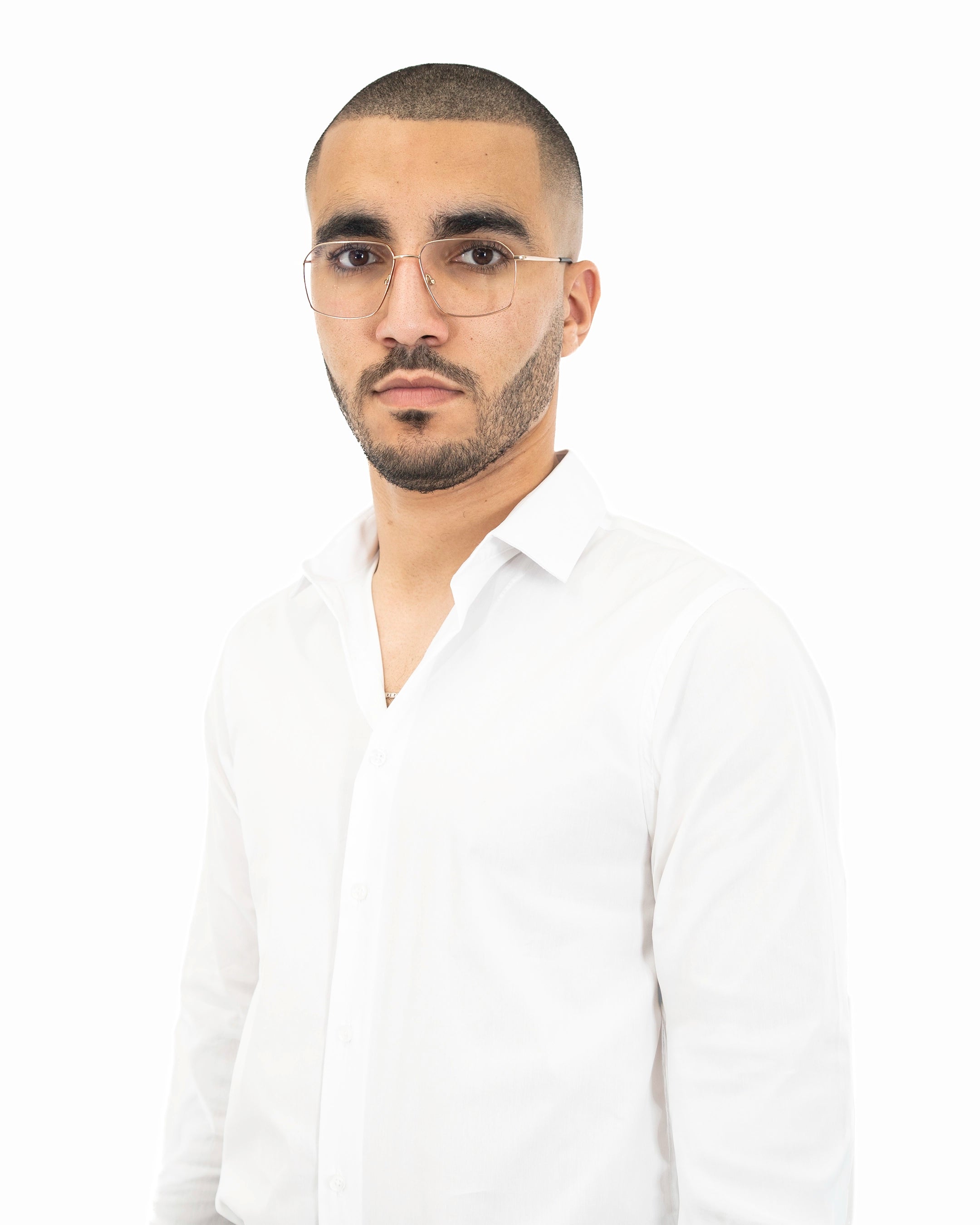 White Stretch Slim-Fit Dress Shirt