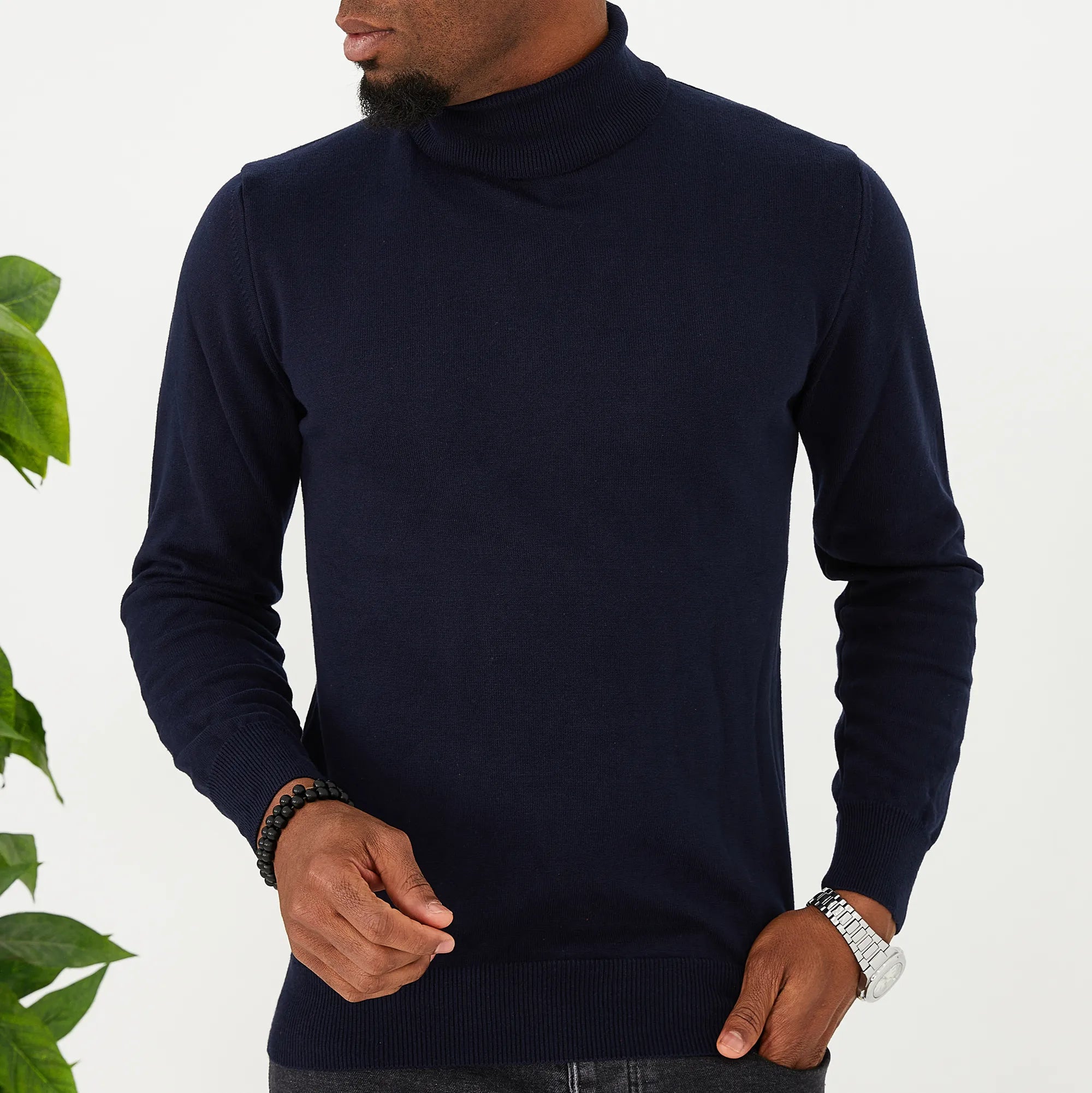 Navy Blue Long Sleeve Turtleneck