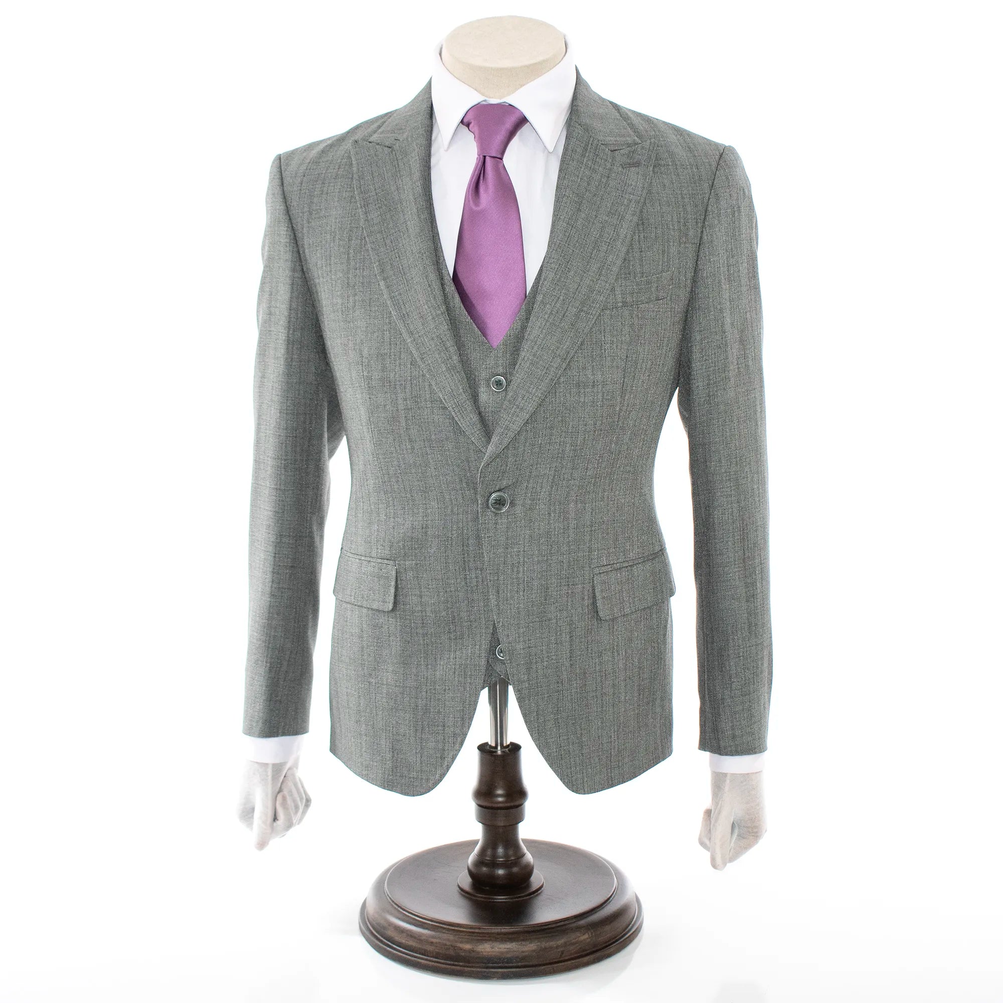 Men's Gray Twill Wool Slim-Fit Suit
