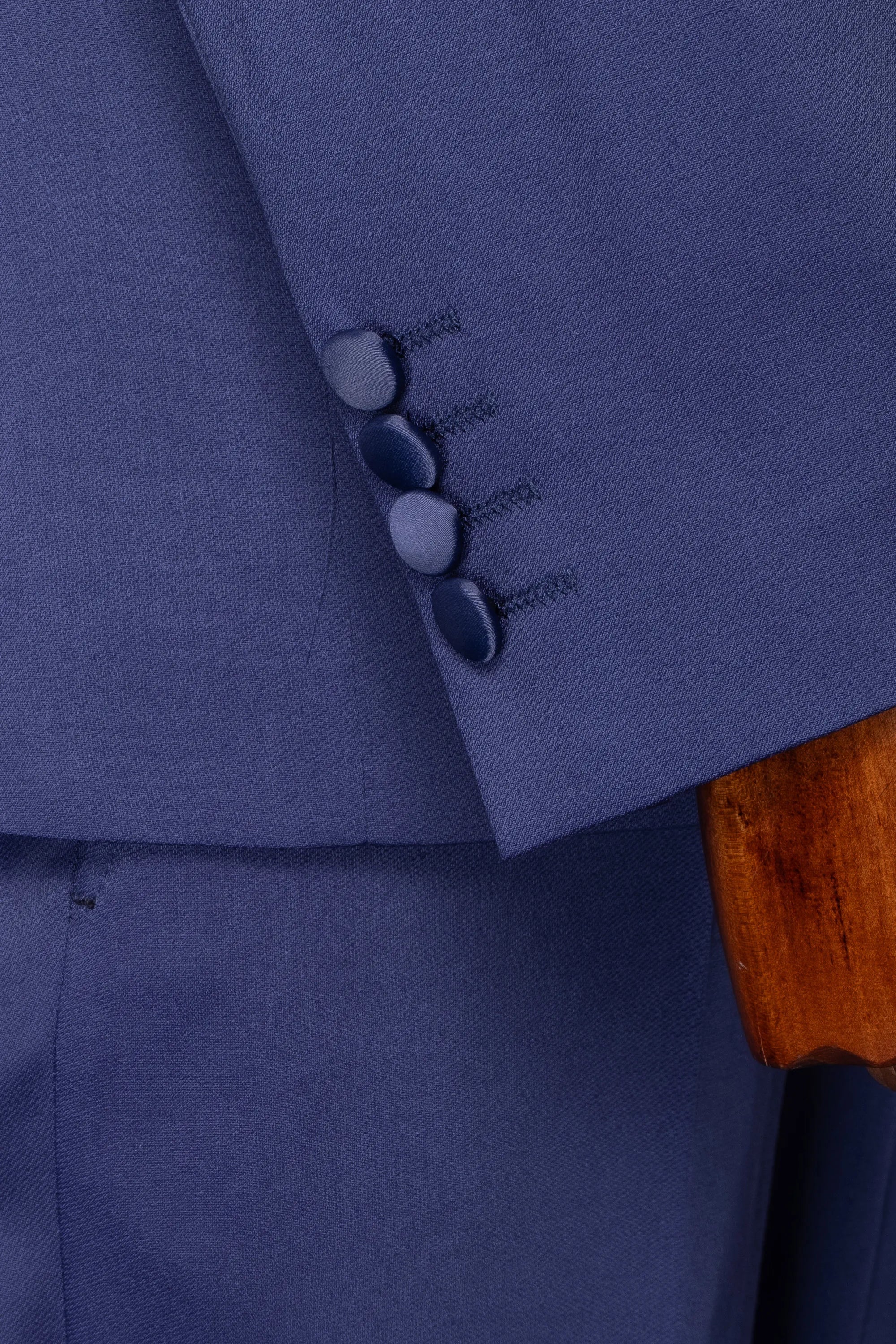 French Blue Satin Shawl 3-Piece Tailored-Fit Tuxedo