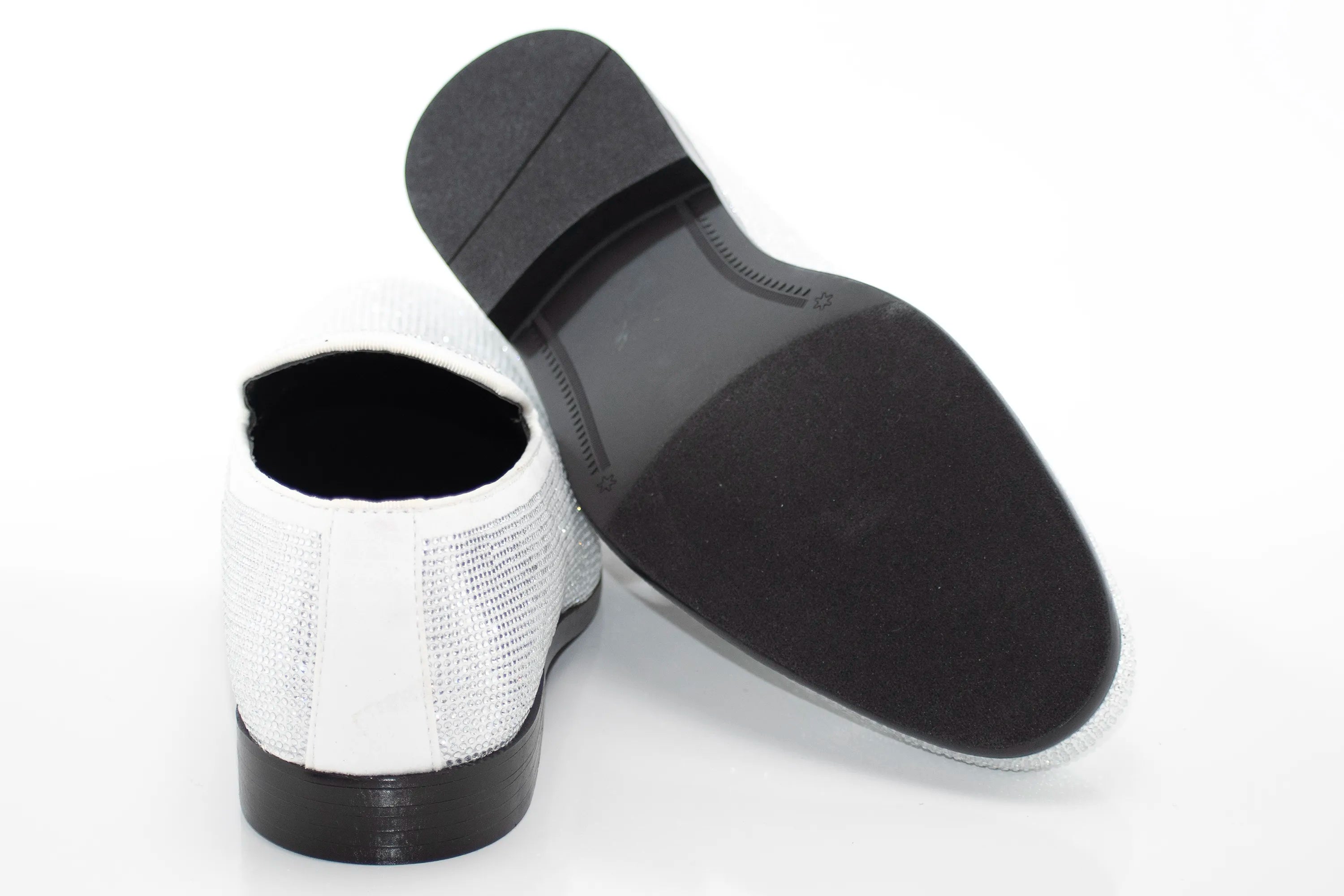 Men's White Rhinestone Dress Loafer