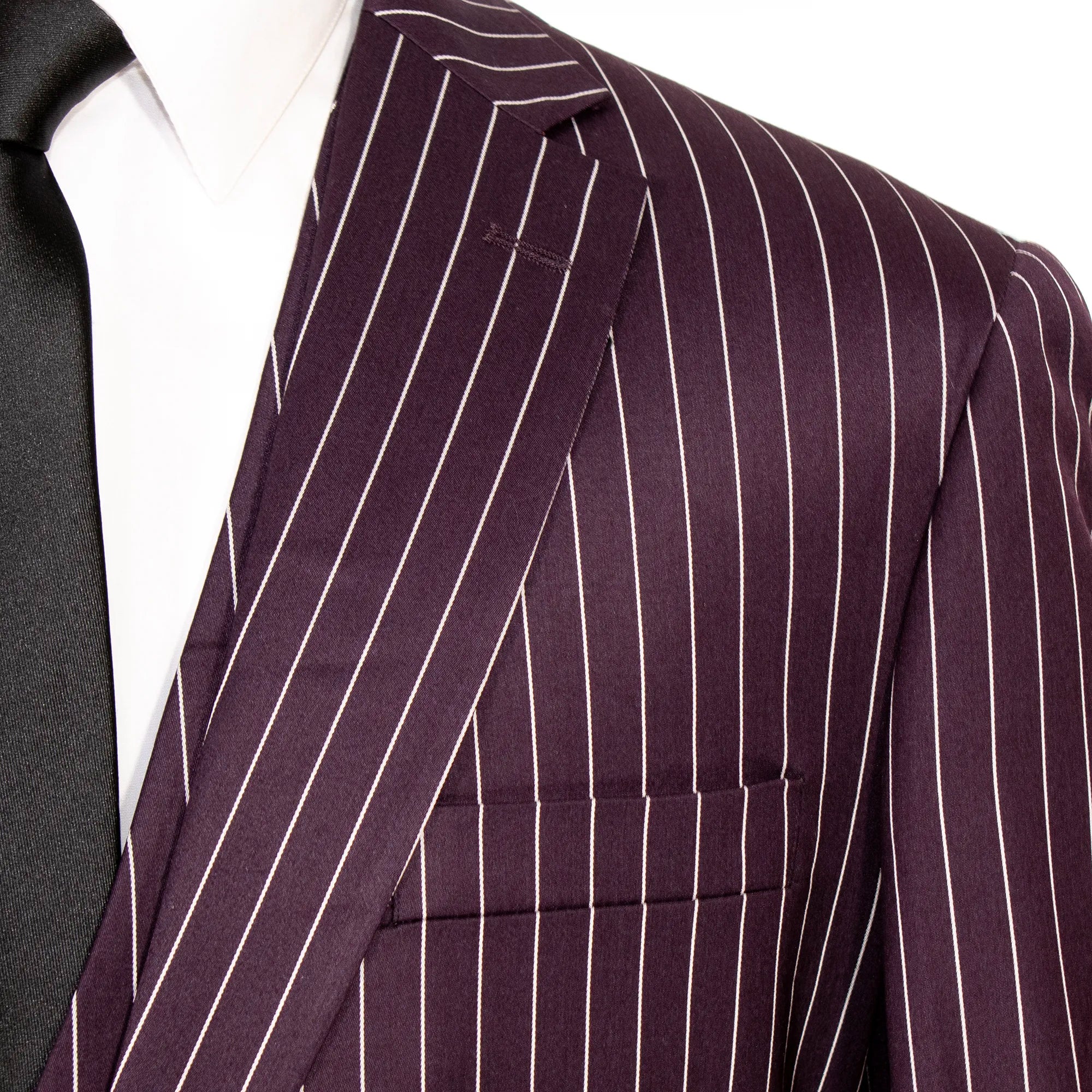 Eggplant Pinstriped 3-Piece Modern-Fit Suit