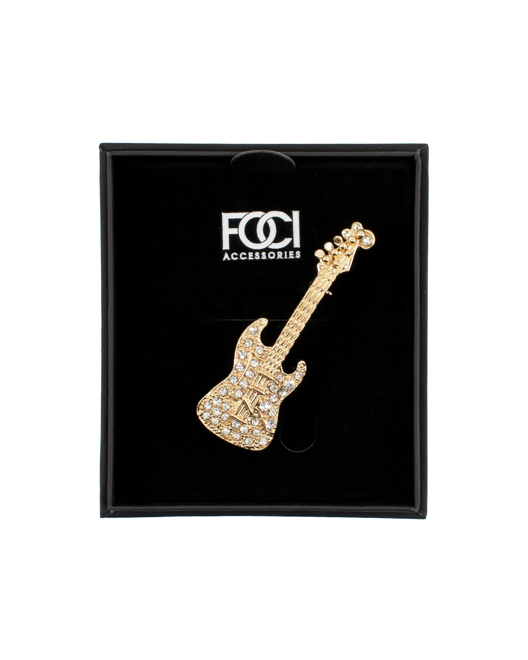 Crystal Electric Guitar Lapel Pin