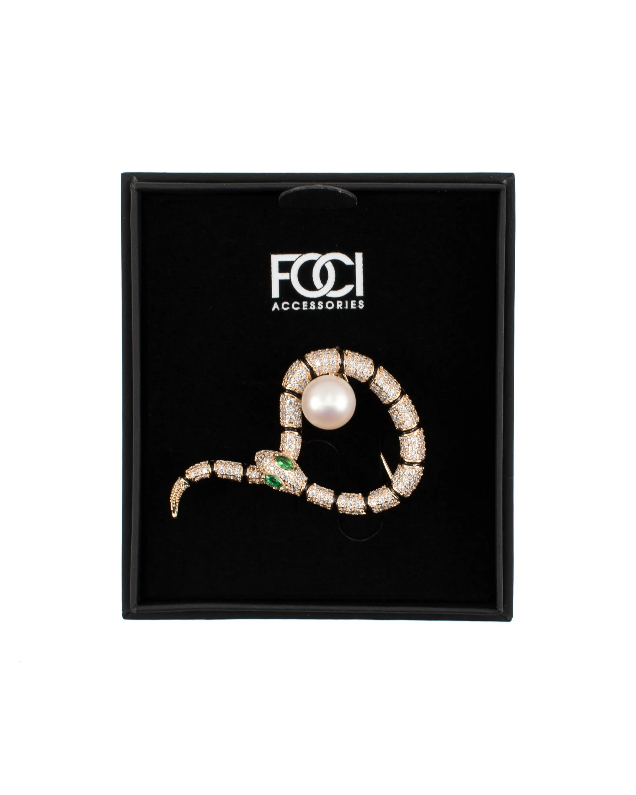 Crystal Serpent Pearl Lapel Pin