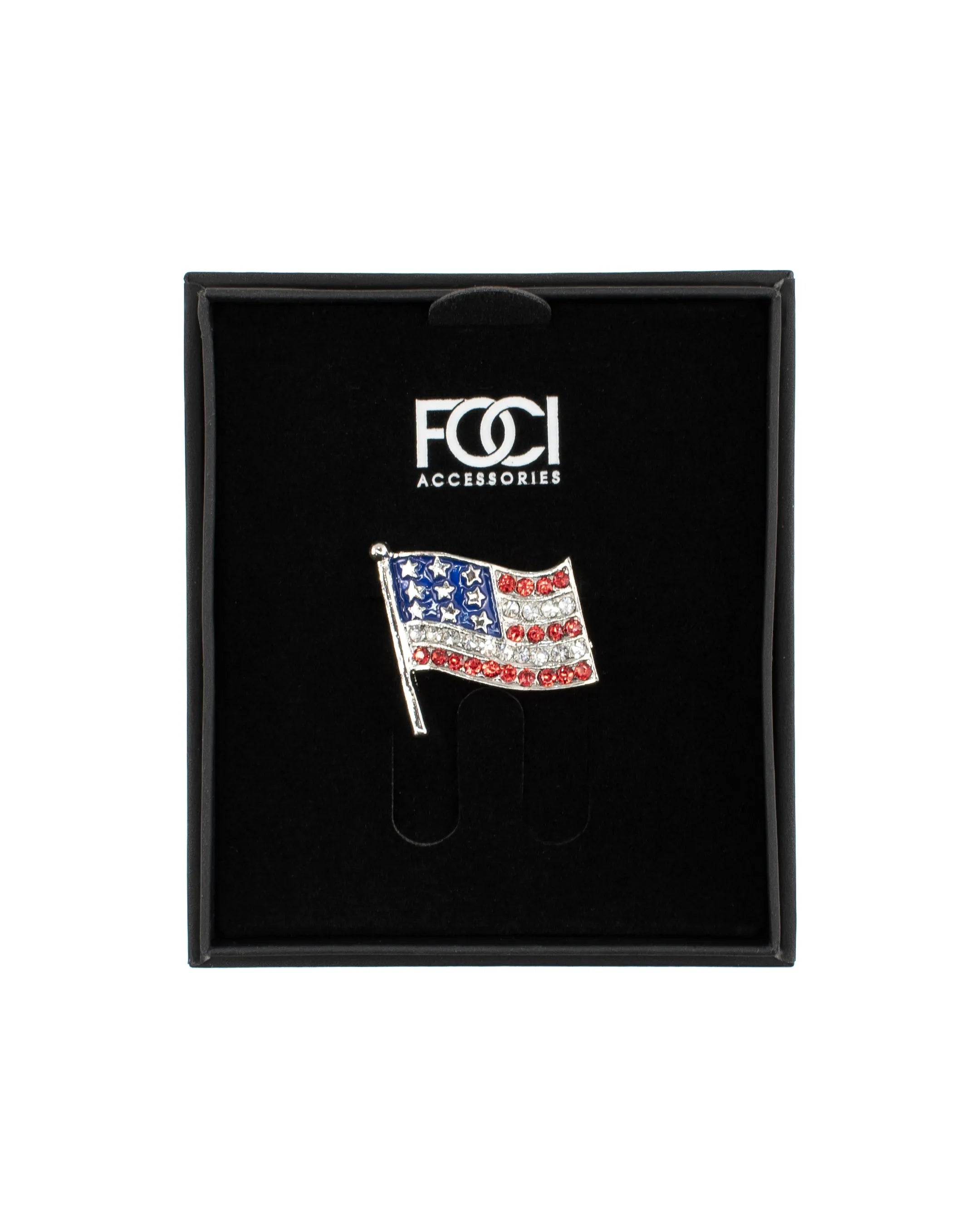 Crystal US Flag Lapel Pin