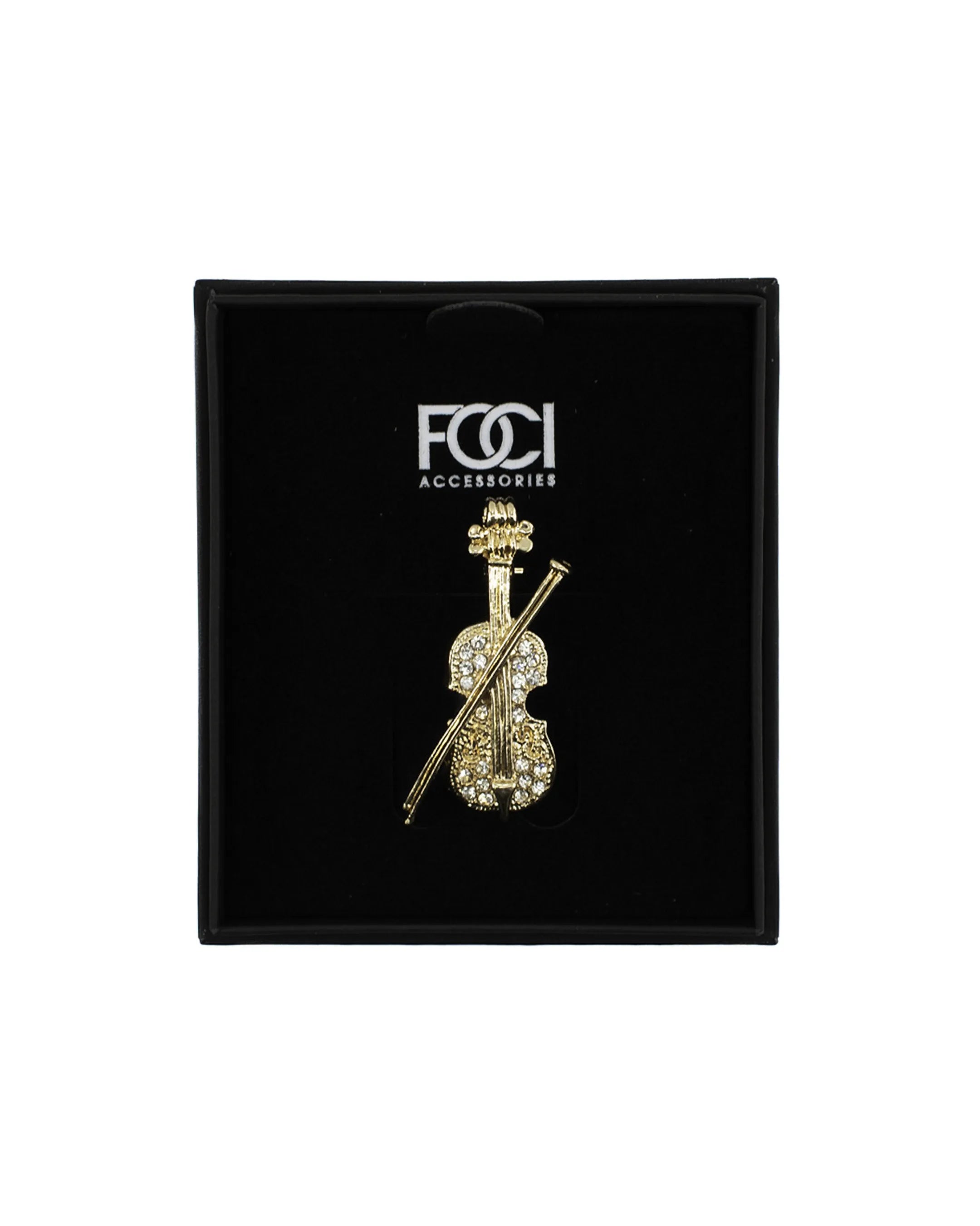 Crystal Violin & Bow Lapel Pin