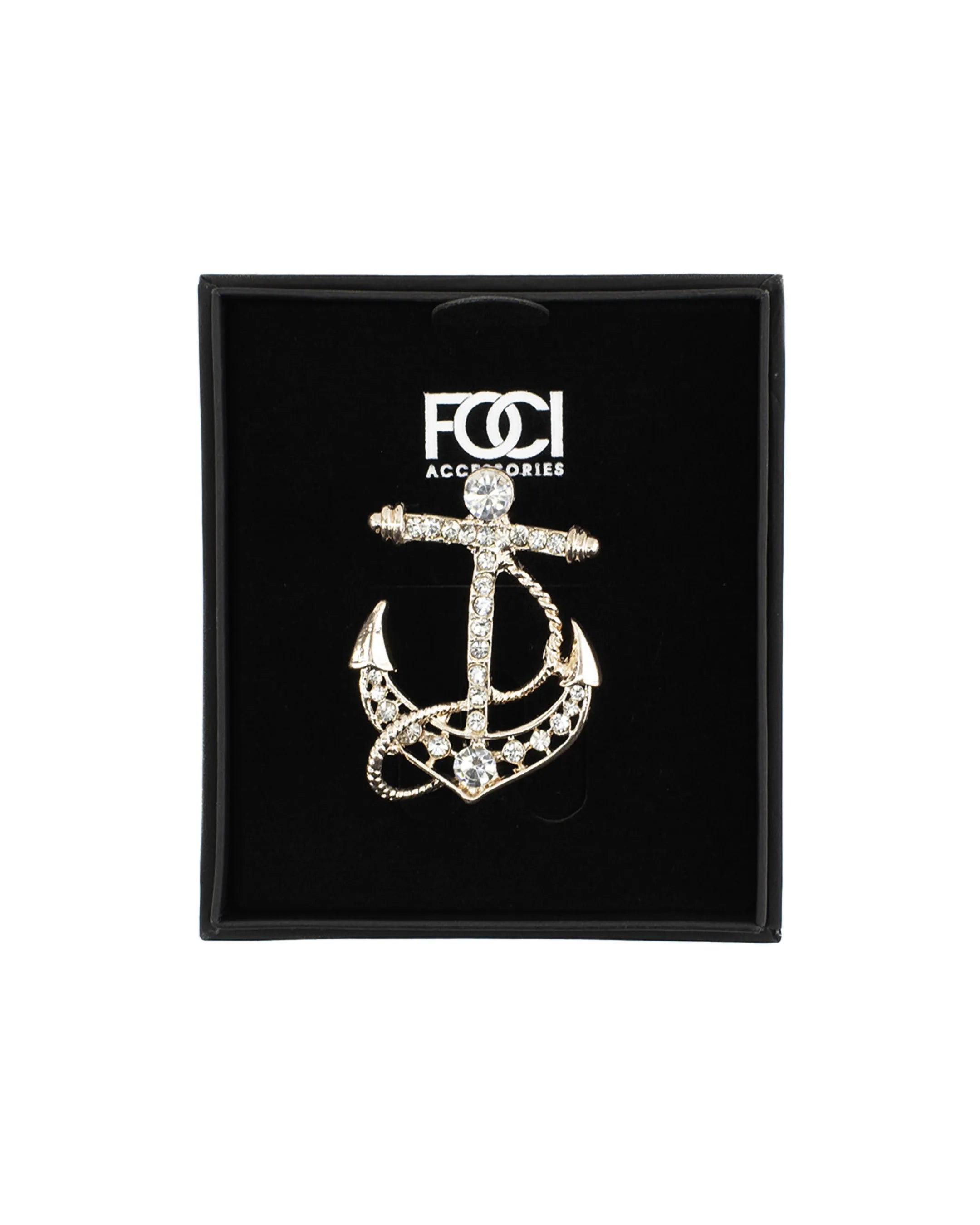 Crystal Anchor Lapel Pin