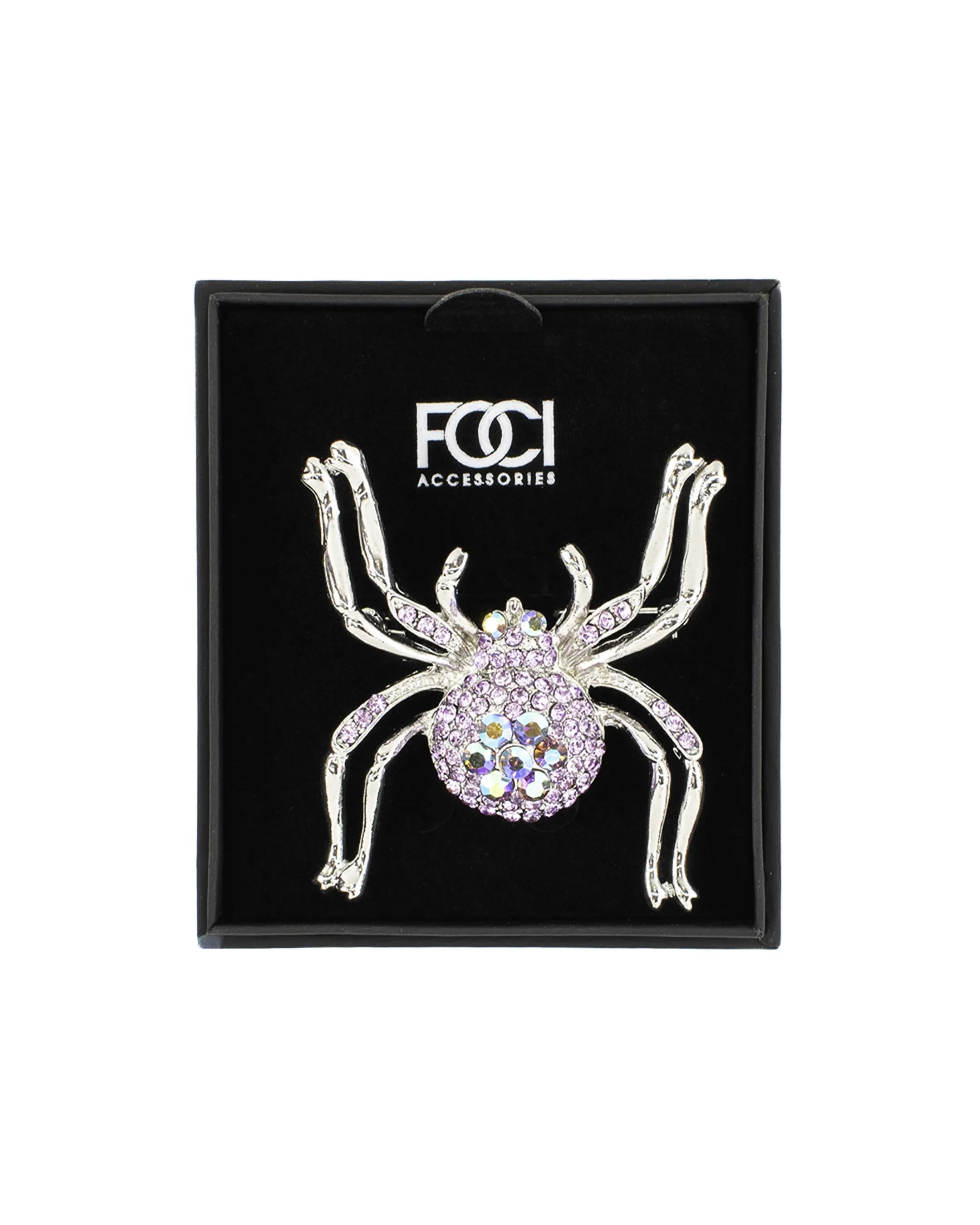 Large Pink Crystal Spider Lapel Pin