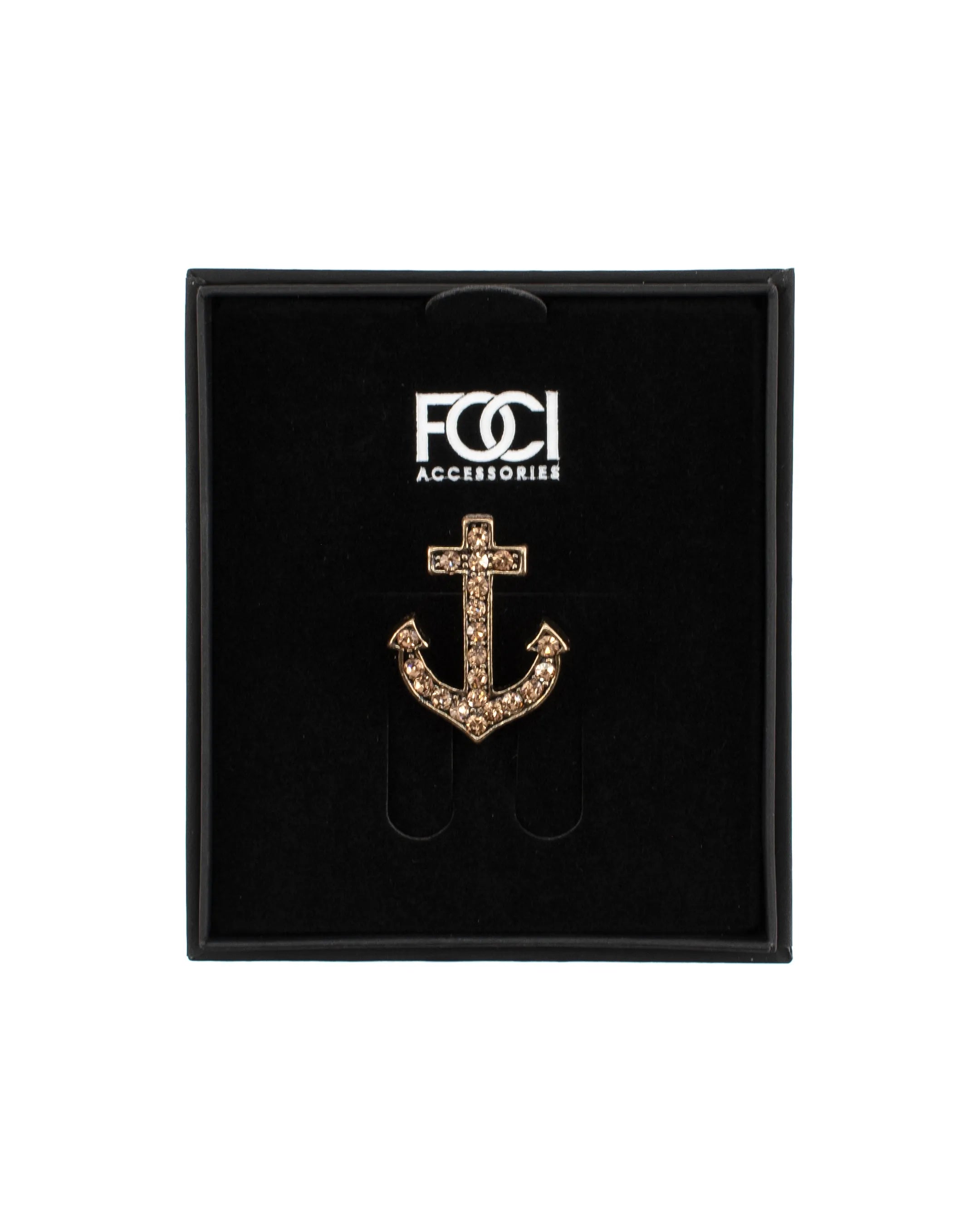Small Crystal Anchor Lapel Pin