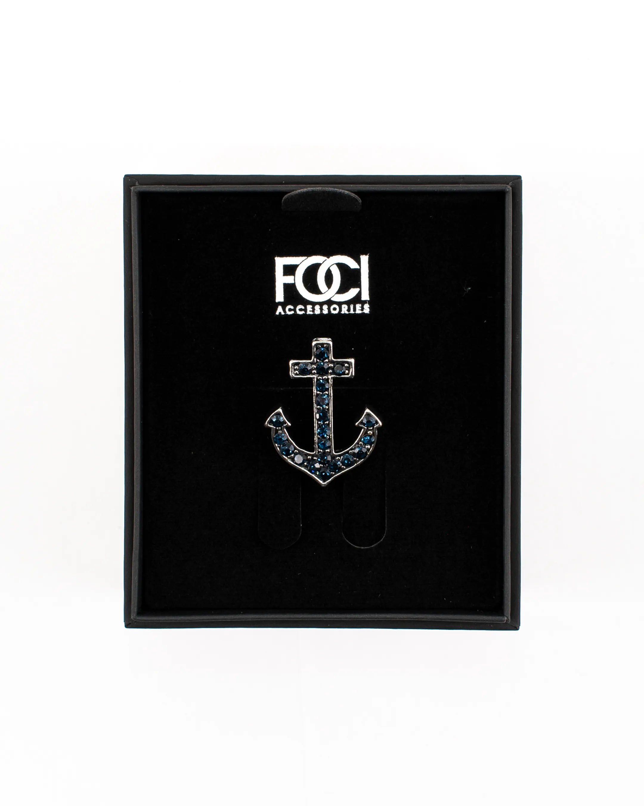 Small Crystal Anchor Lapel Pin