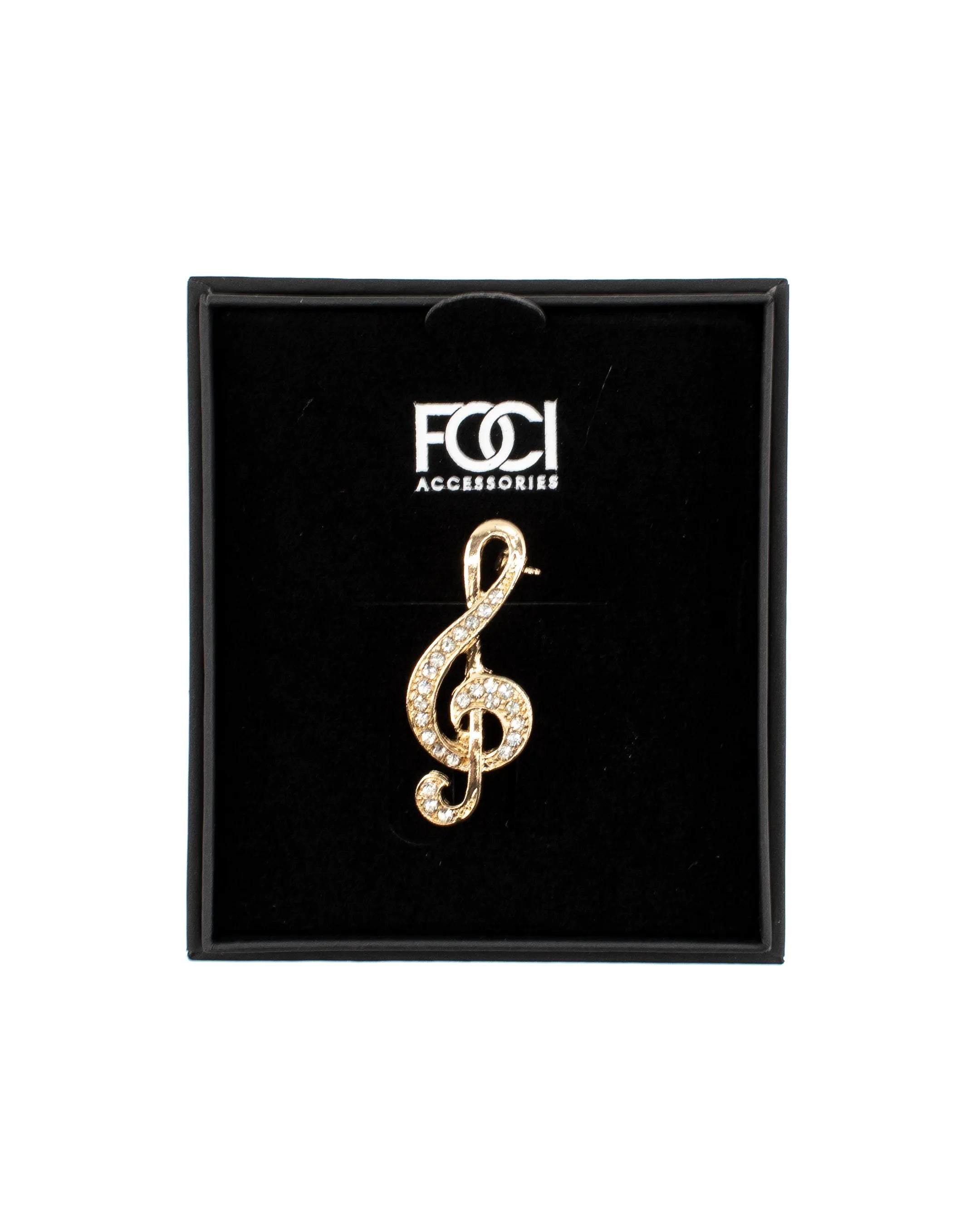 Crystal Treble Clef Lapel Pin