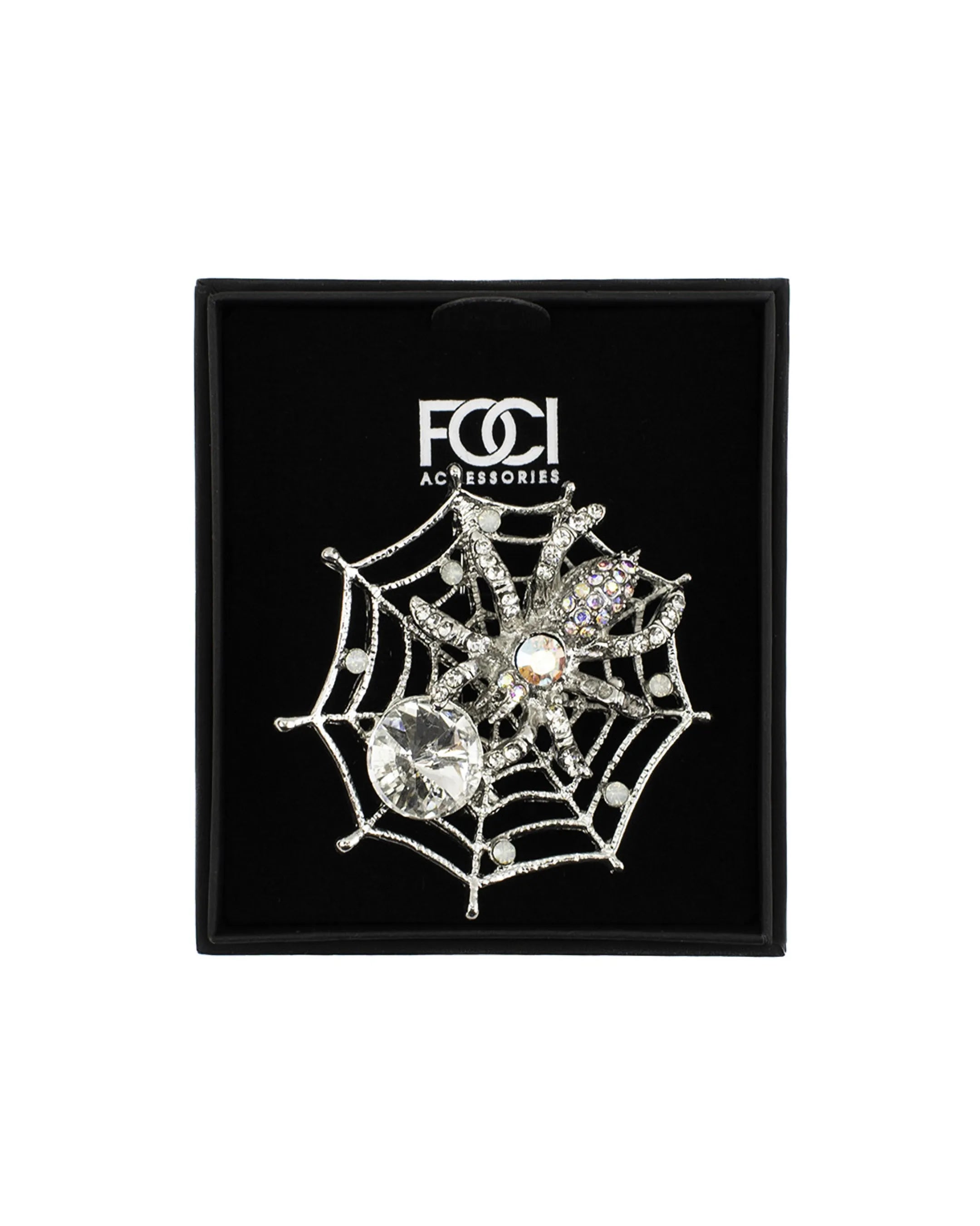 Jeweled Spide Web Lapel Pin