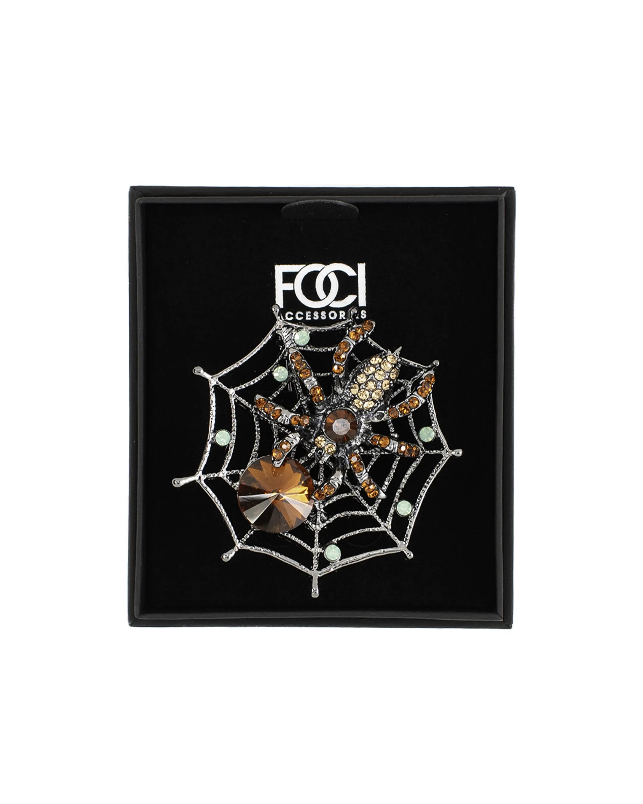 Jeweled Spide Web Lapel Pin