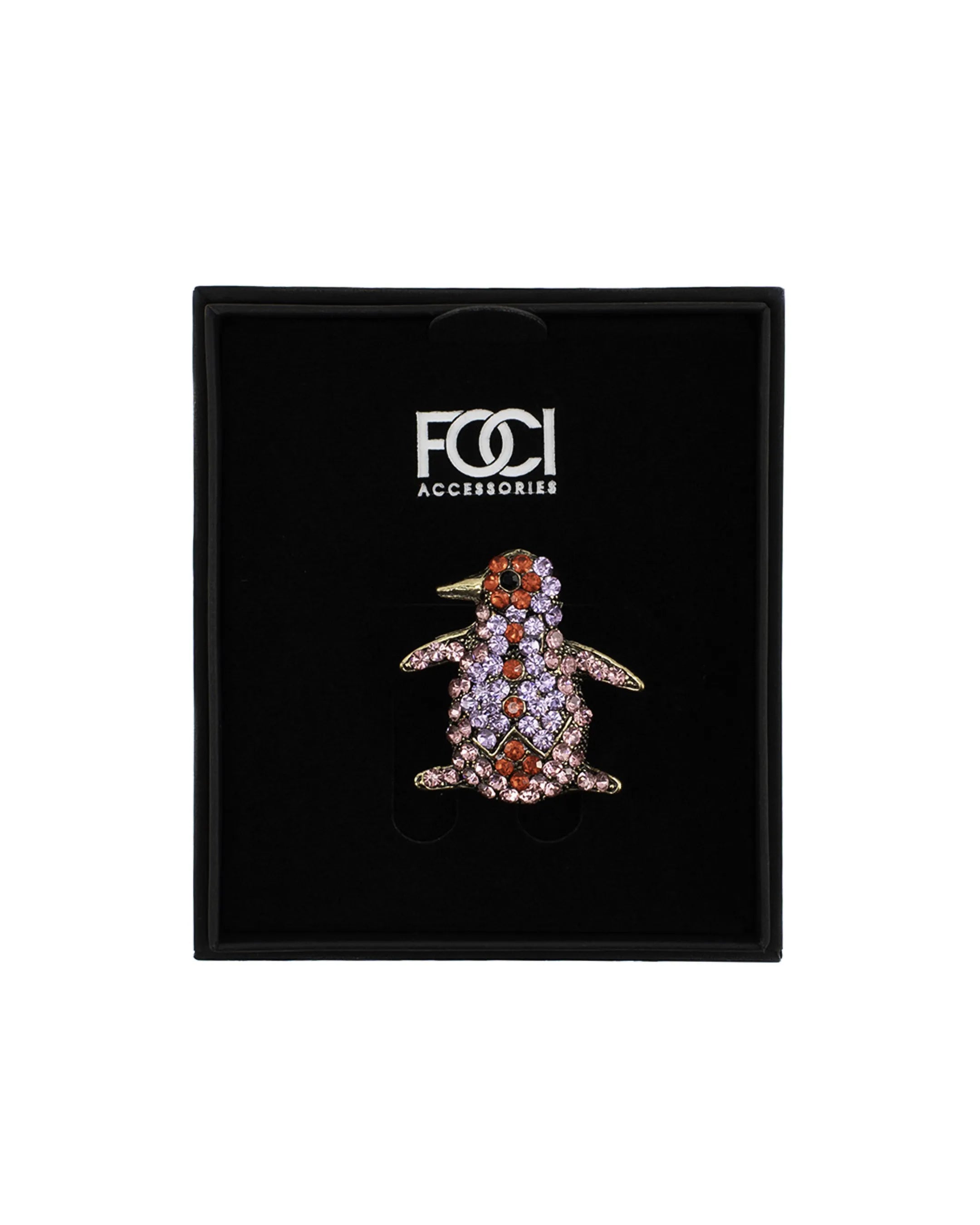 Rhinestone Penguin Lapel Pin