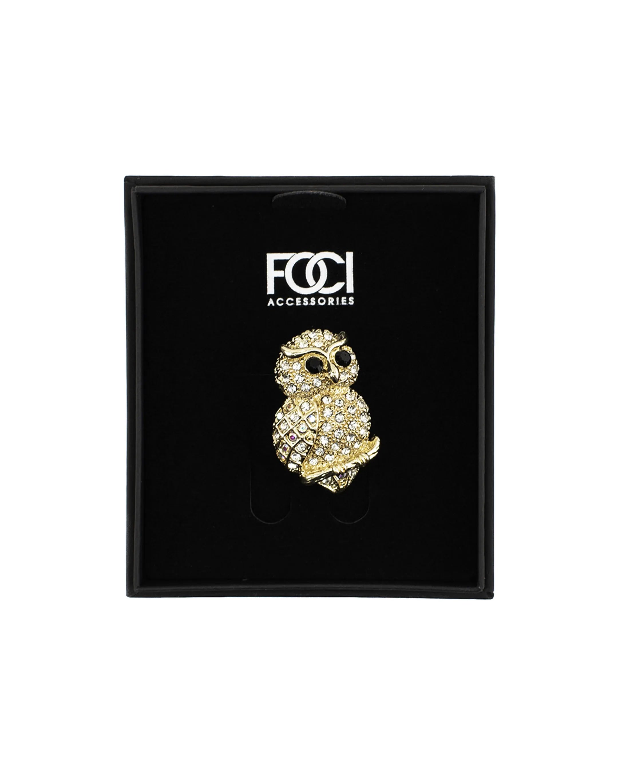 Crystal Owl Lapel Pin