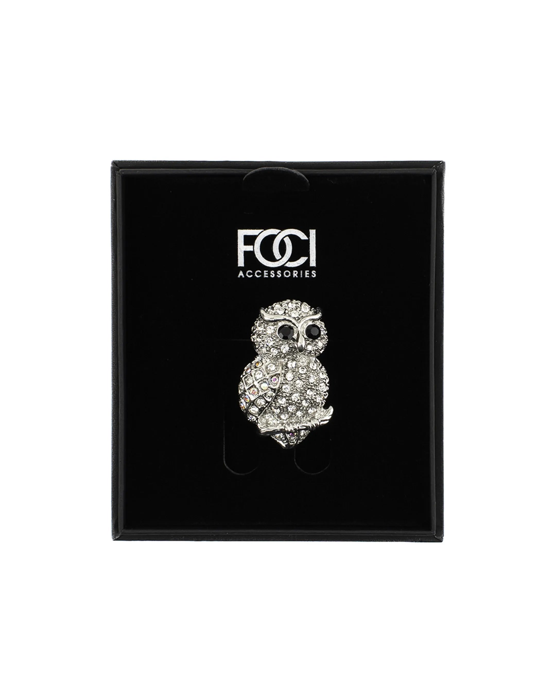 Crystal Owl Lapel Pin