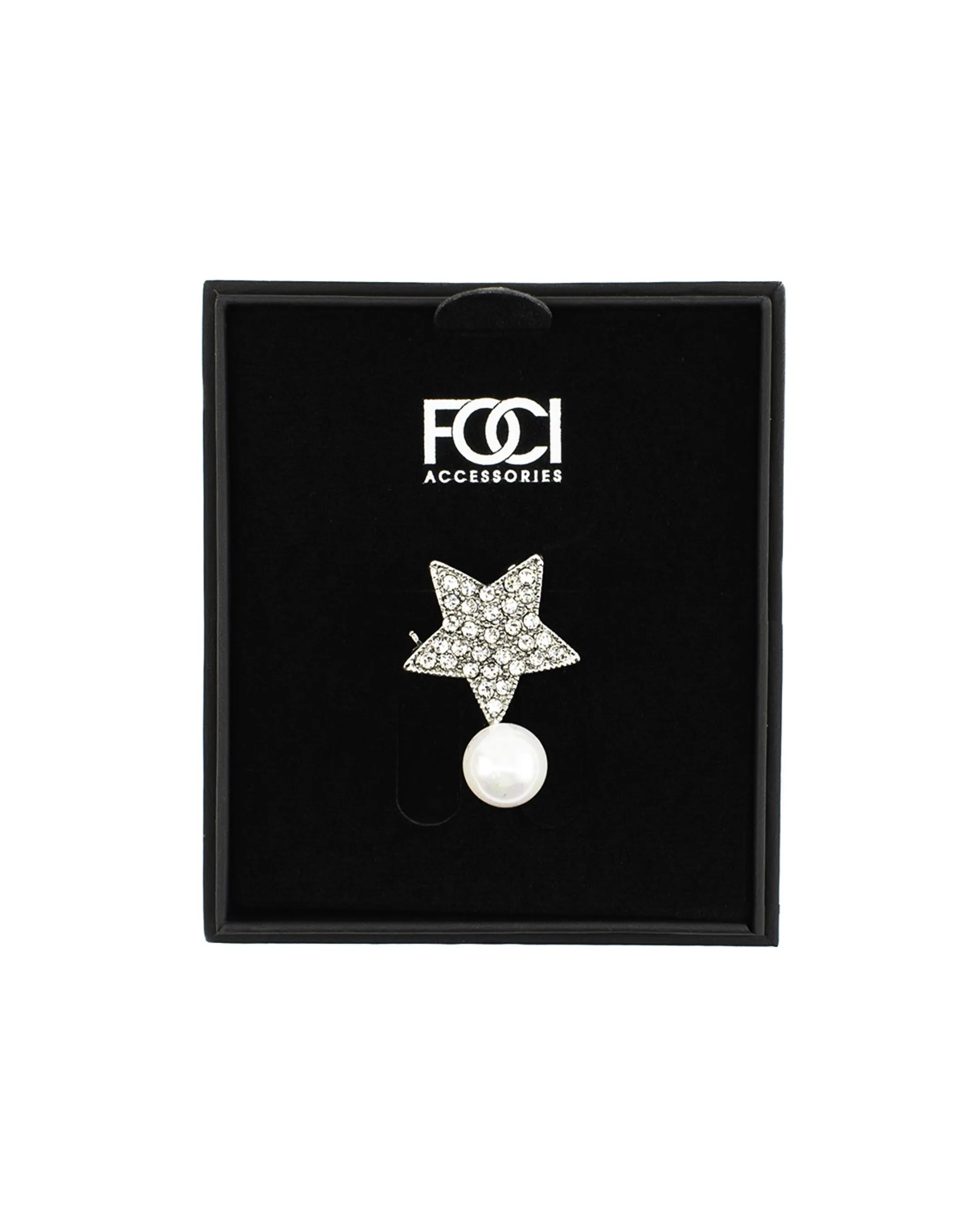Crystal Star & Pearl Lapel Pin