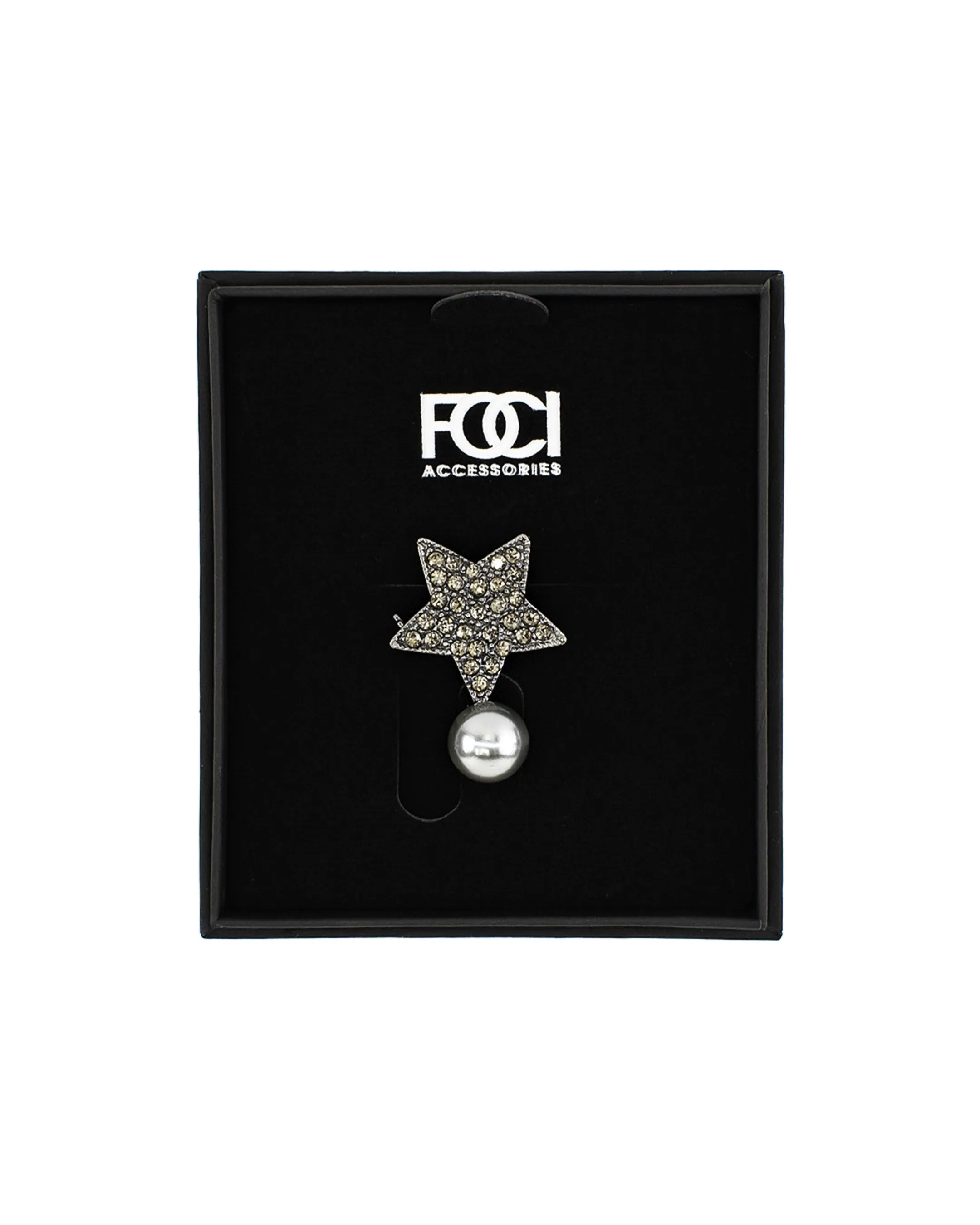 Crystal Star & Pearl Lapel Pin