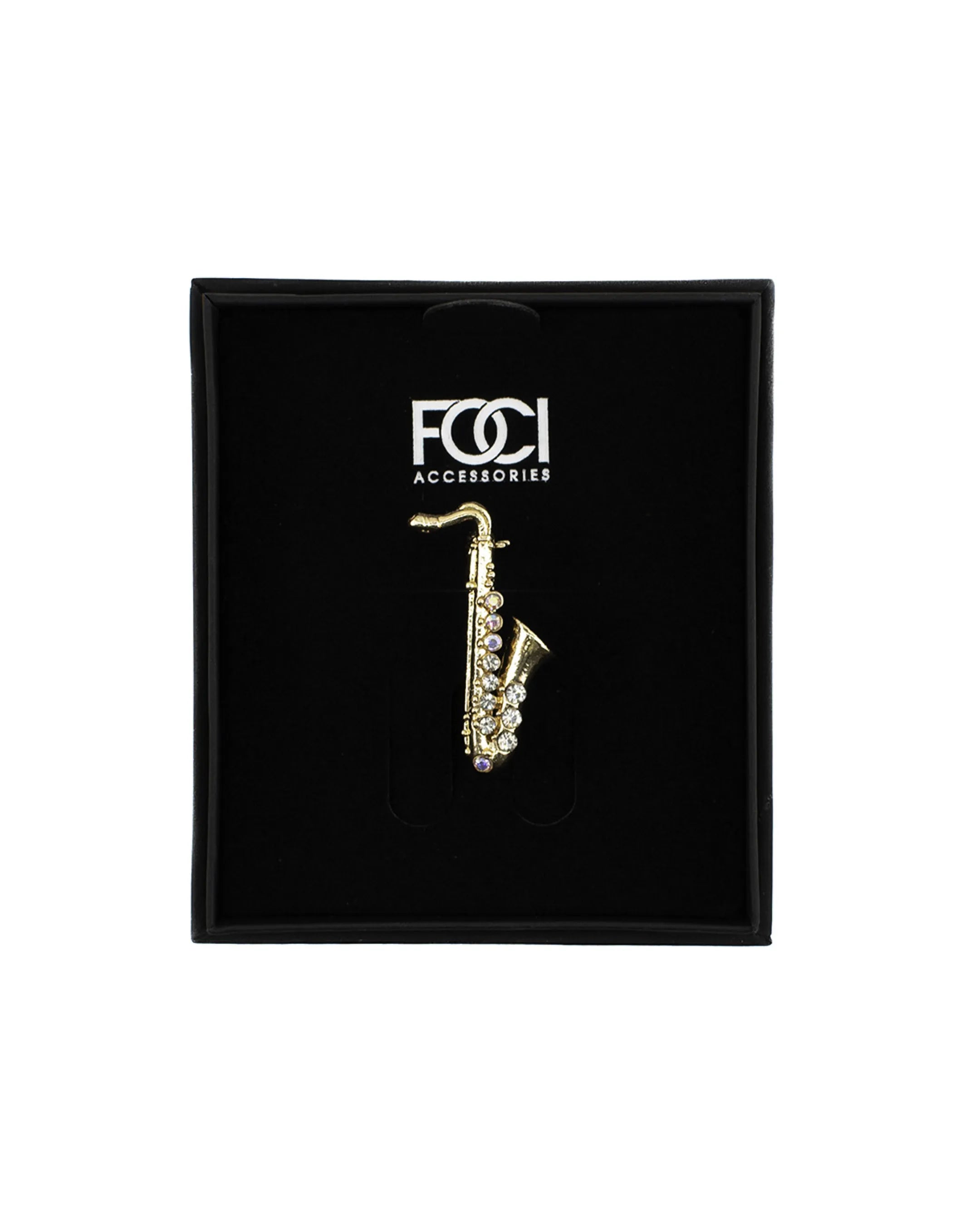 Crystal Alto Sax Lapel Pin