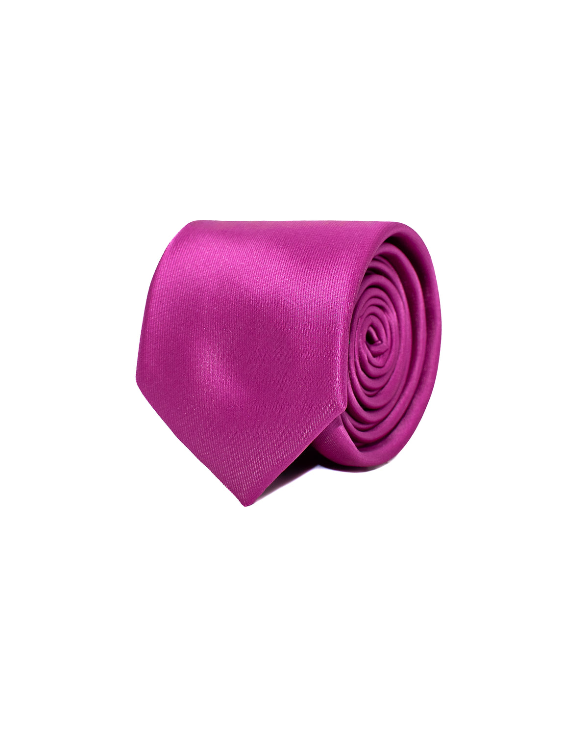 Radiant Orchid Slim Necktie with Pocket Square | Necktie Front Rolled View | Dolce Vesta