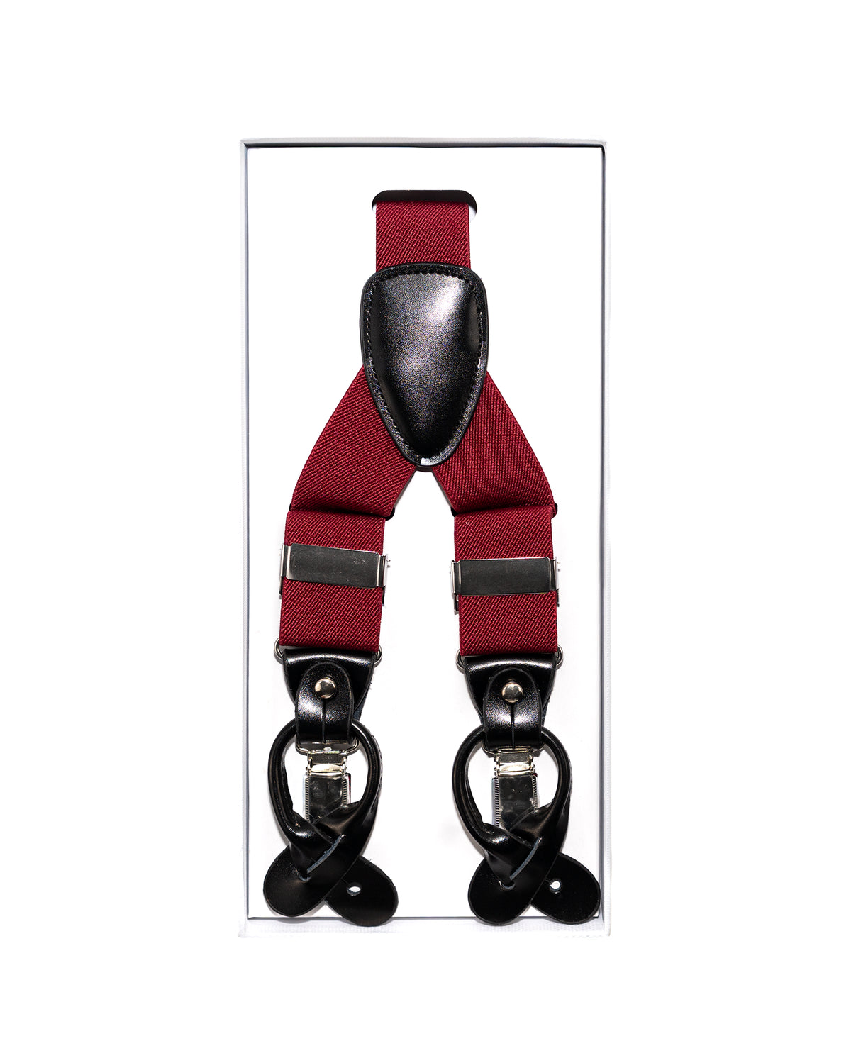 Burgundy FOCI Suspenders | Above in Package | Dolce Vesta