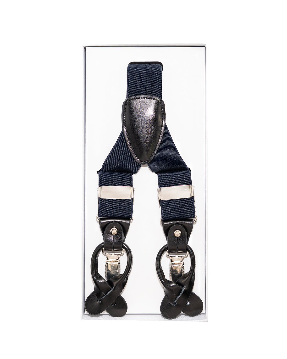 Navy Blue FOCI Suspenders | Above in Package | Dolce Vesta