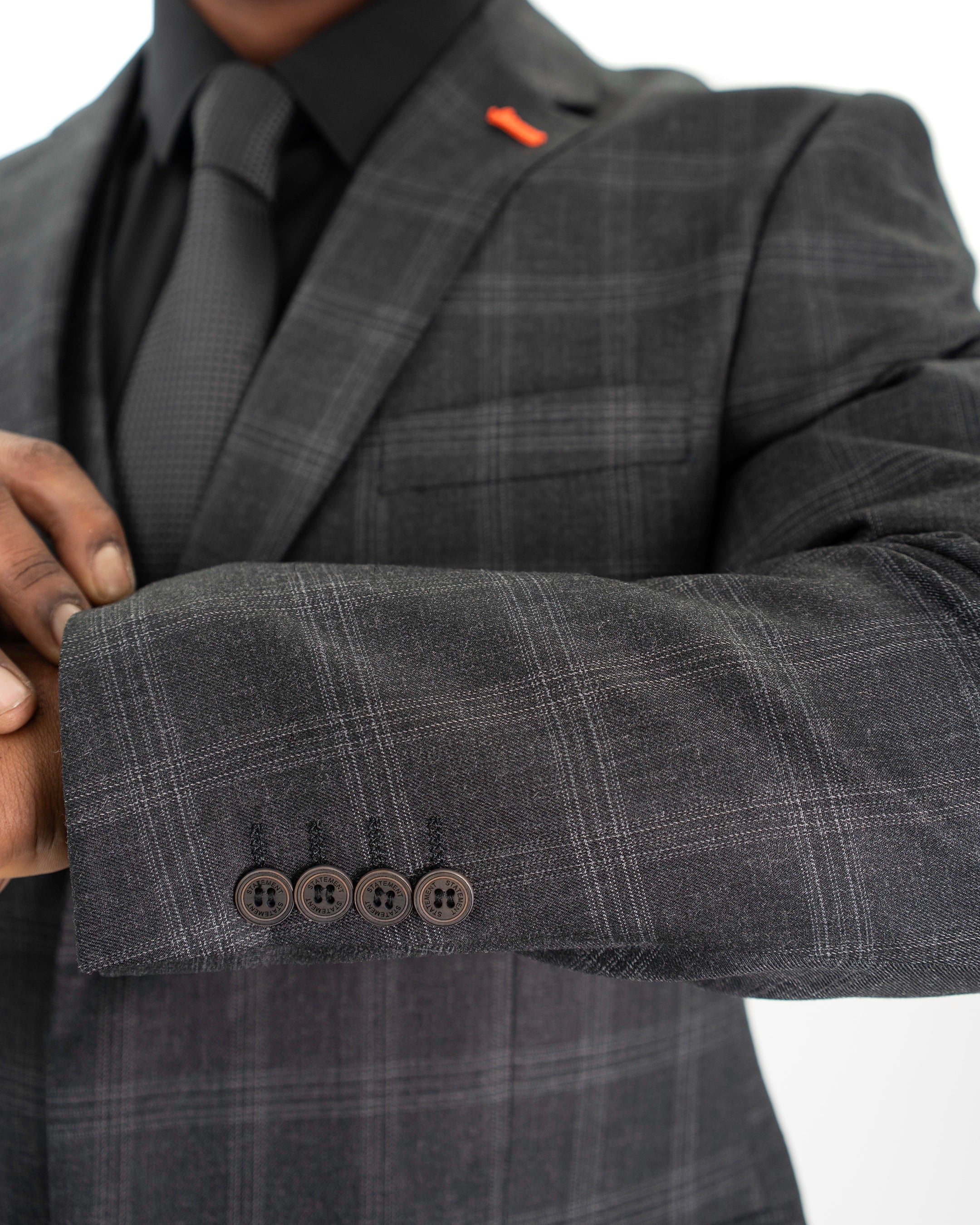 Black Tartan Plaid 3-Piece Tailored-Fit Suit