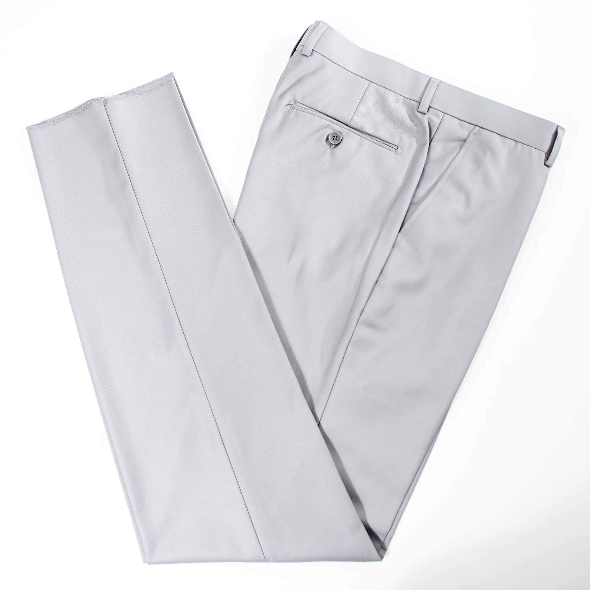 Solid Silver Regular-Fit Pants