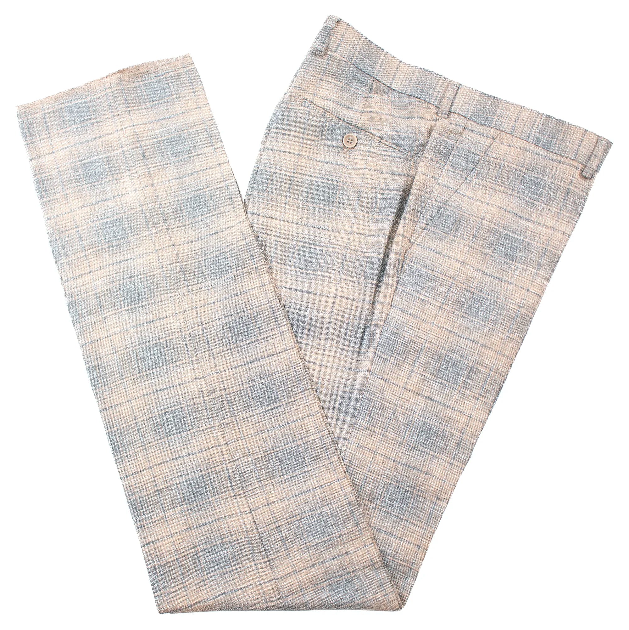 Men's Gray And Beige 2-Piece Suit With Notch Lapels