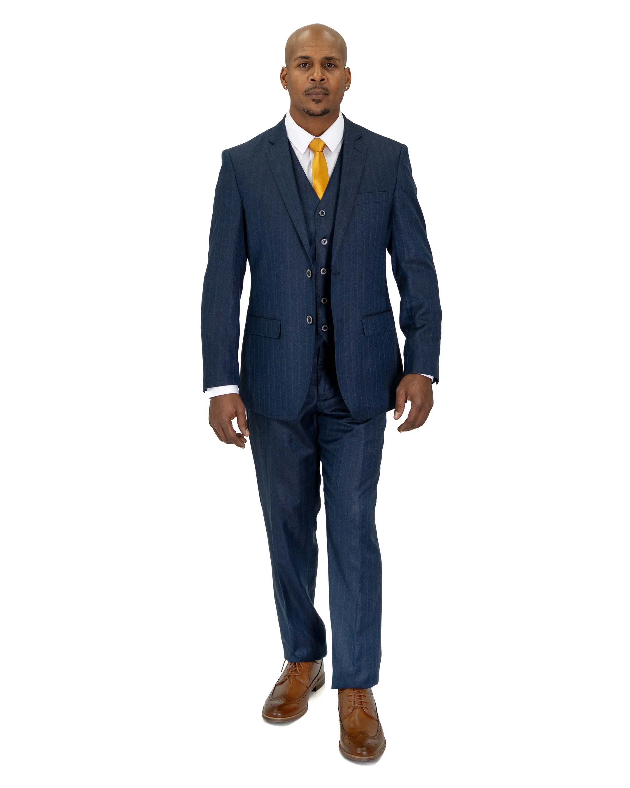 Herringbone Shadow Stripe 3-Piece Tailored-Fit Suit