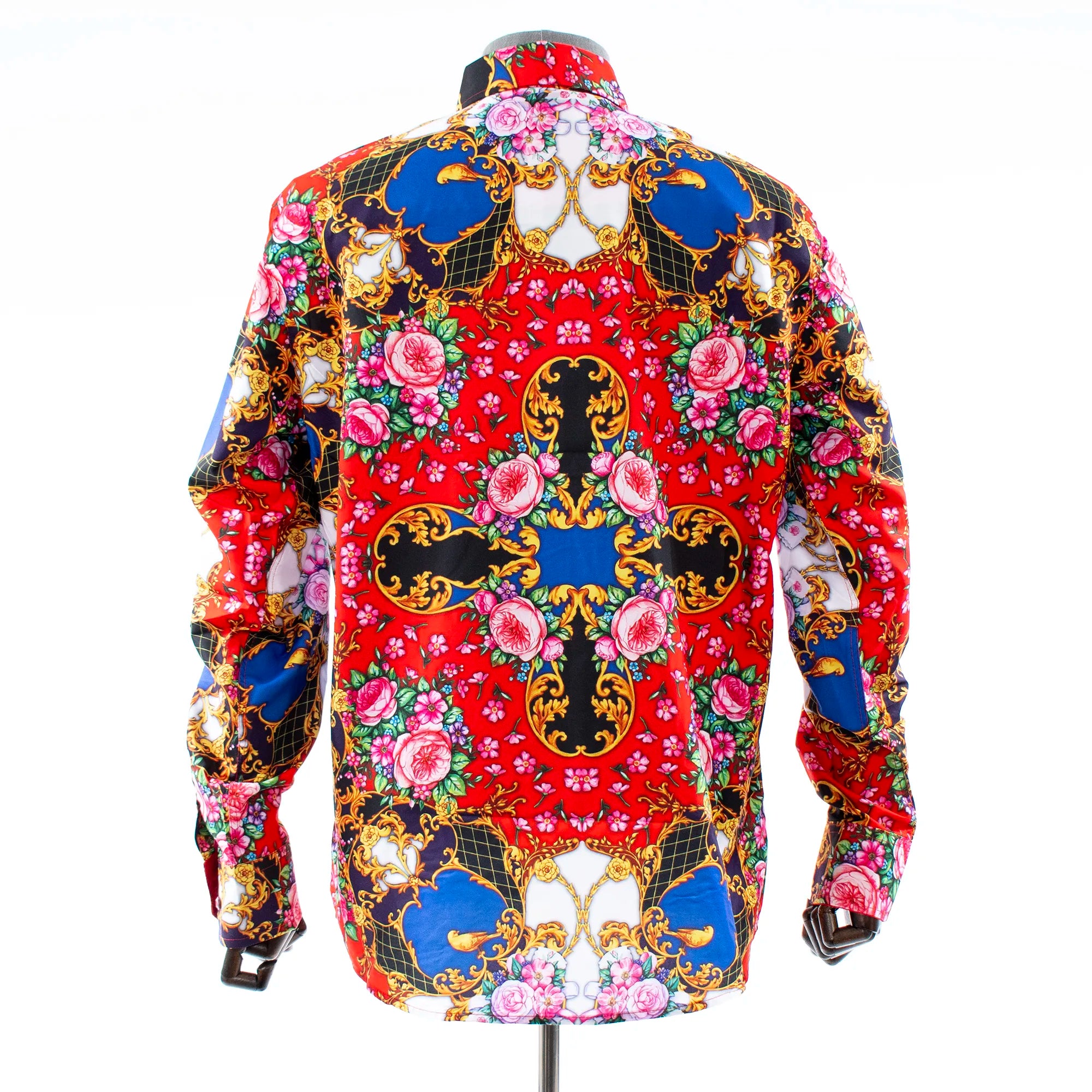 Red Floral Kaleidoscope Rhinestone Dress Shirt