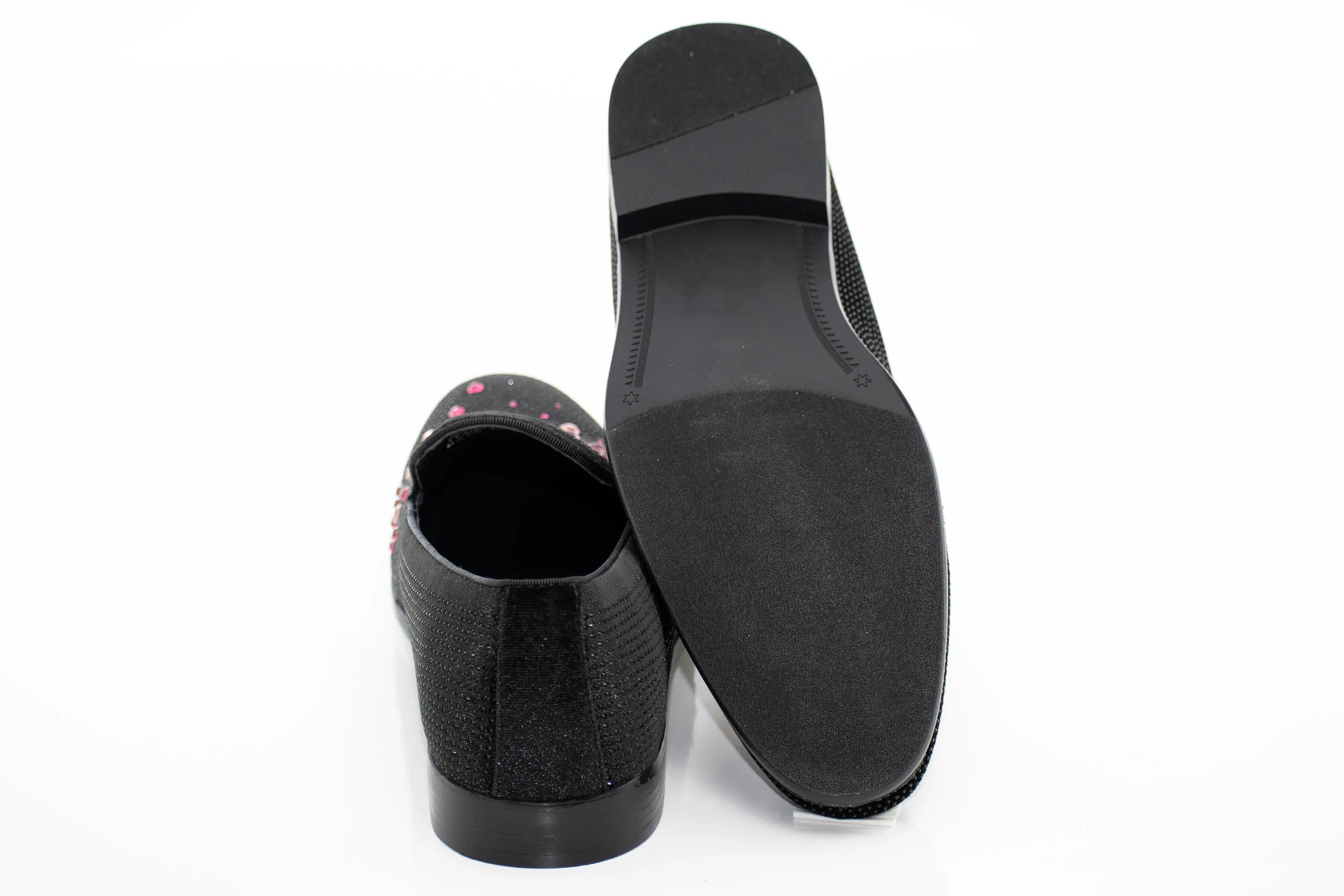 Fushia Bejeweled Slip-On Smoking Loafer