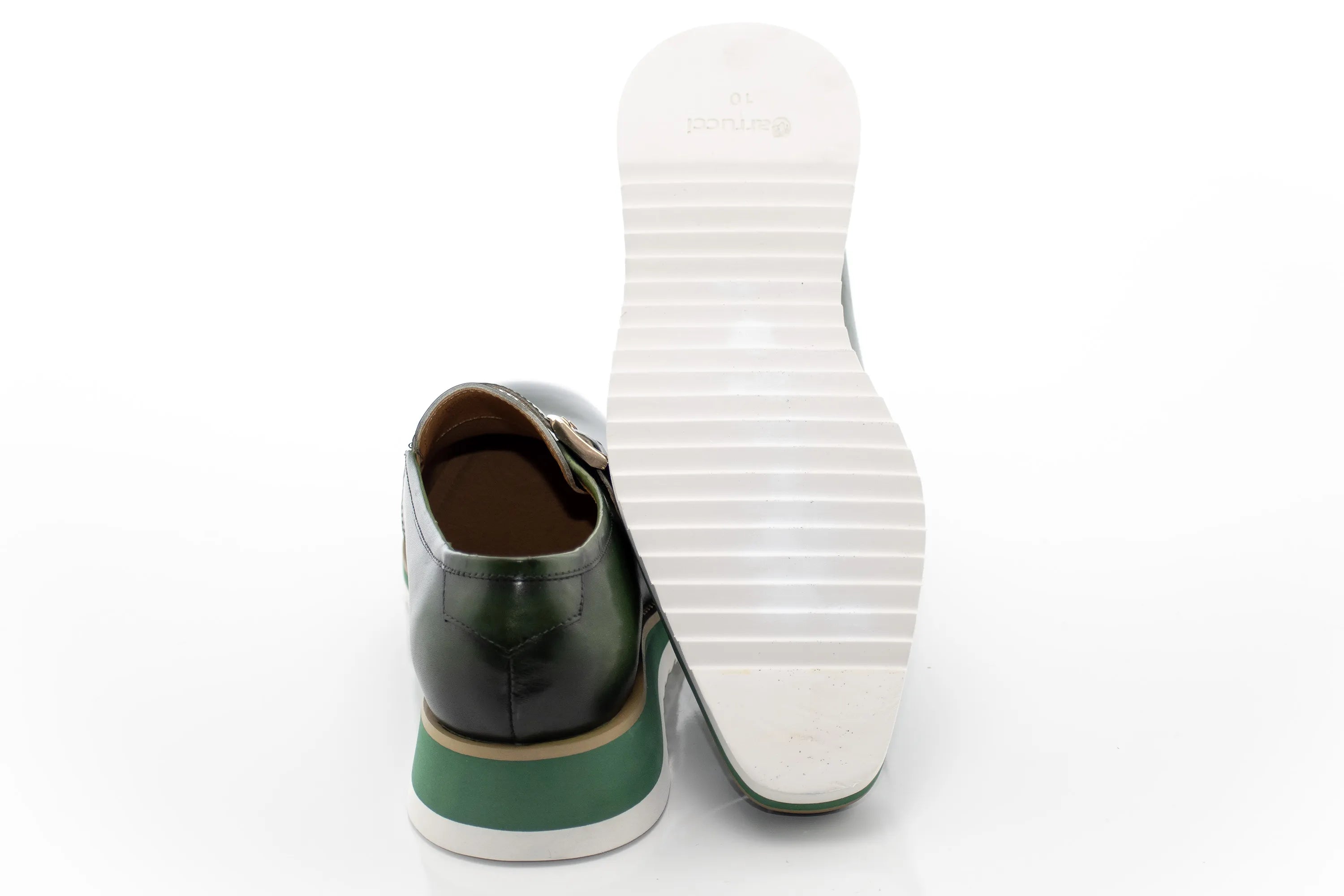 Olive Green Patent Leather Monk Strap Dress Shoe