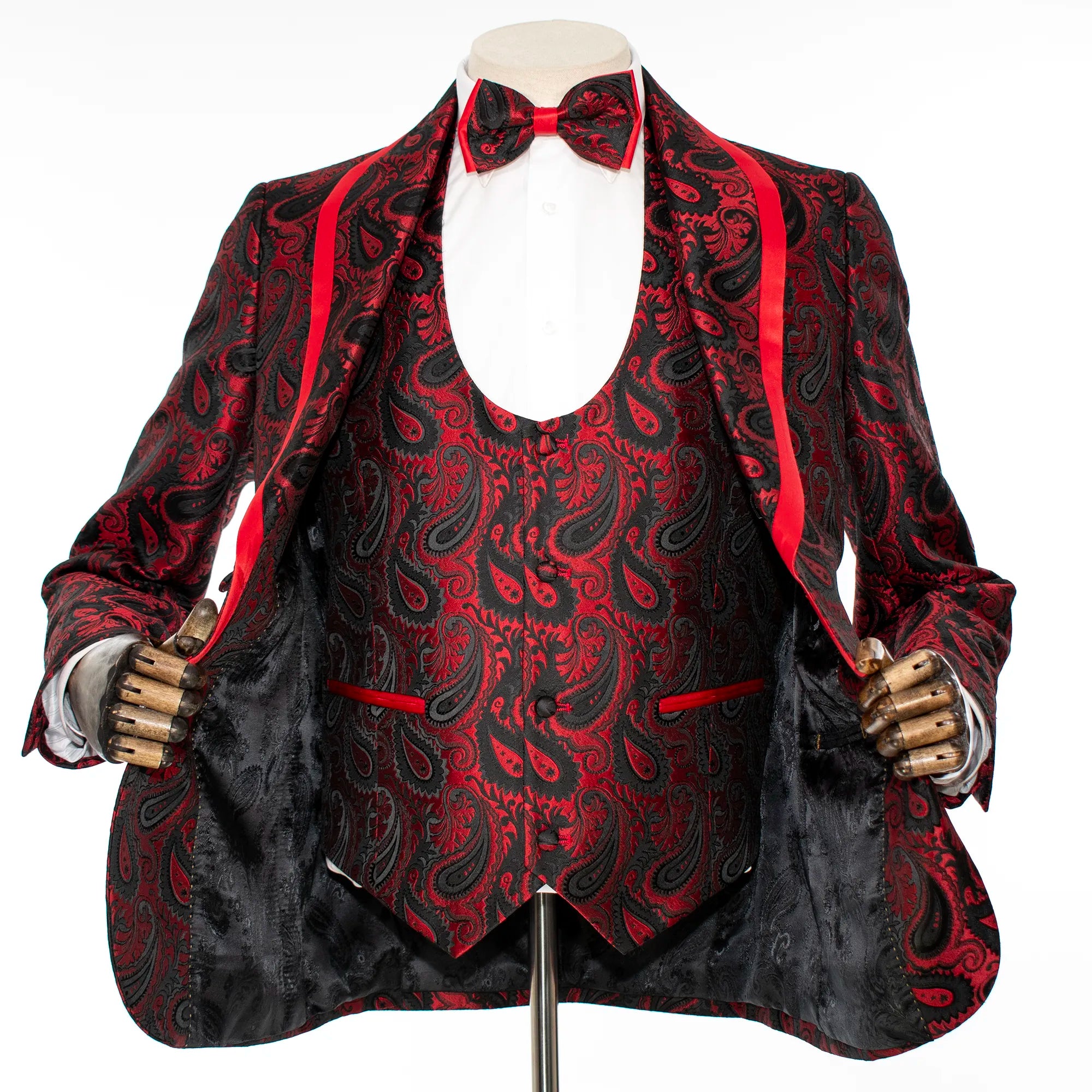Red Paisley 3-Piece Tailored-Fit Tuxedo