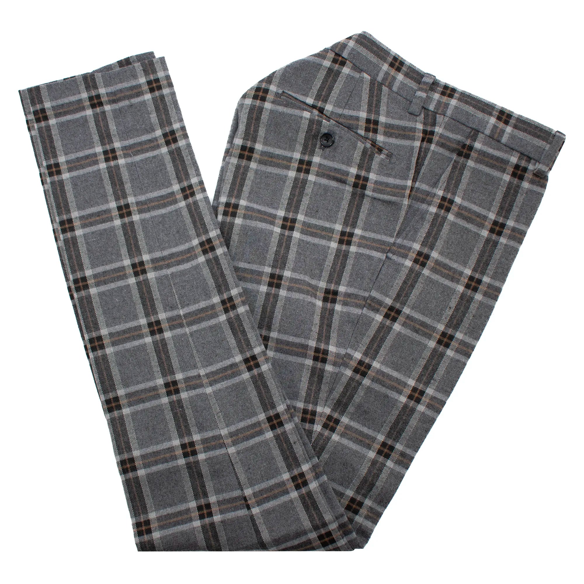 Dark Gray Plaid Slim-Fit Dress Pants