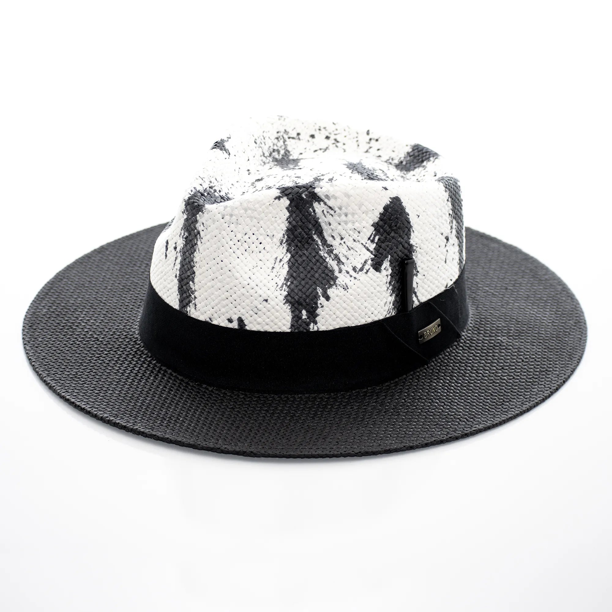 Hand-Dyed Flat Wide-Brim Straw Fedora