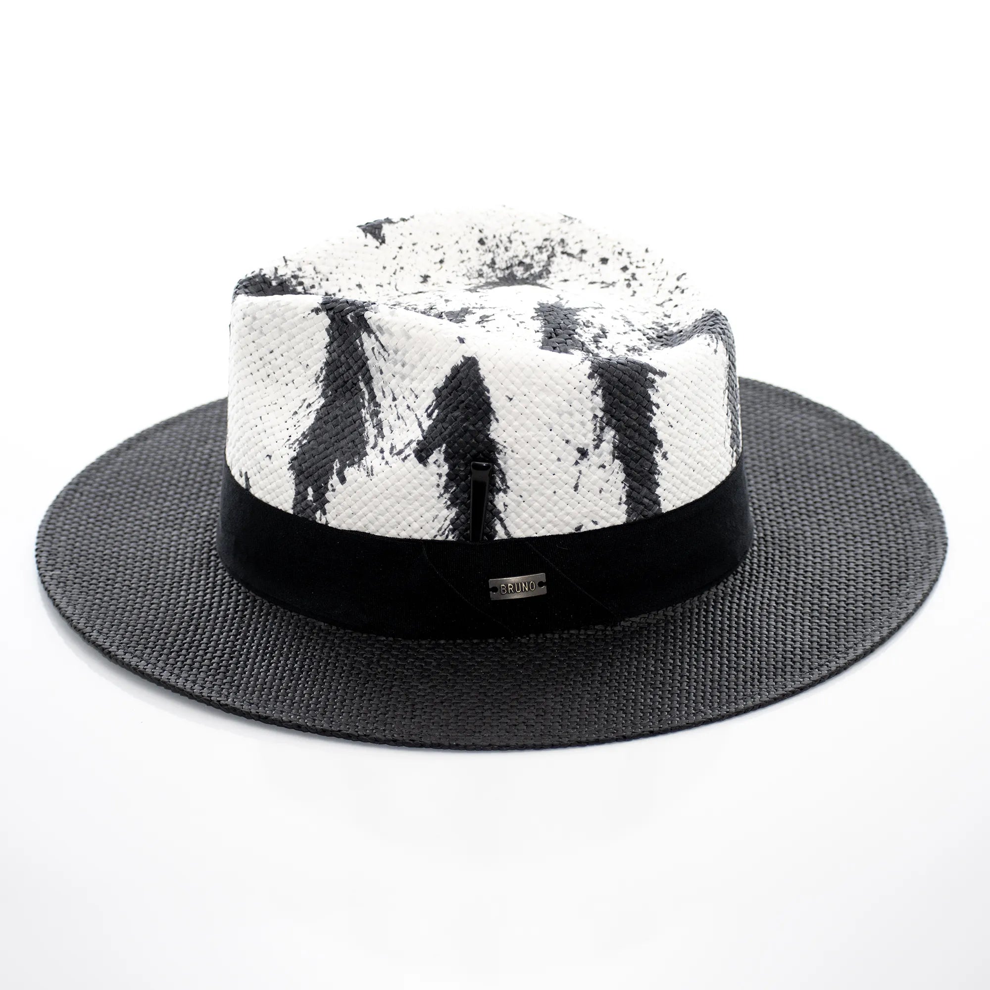 Hand-Dyed Flat Wide-Brim Straw Fedora