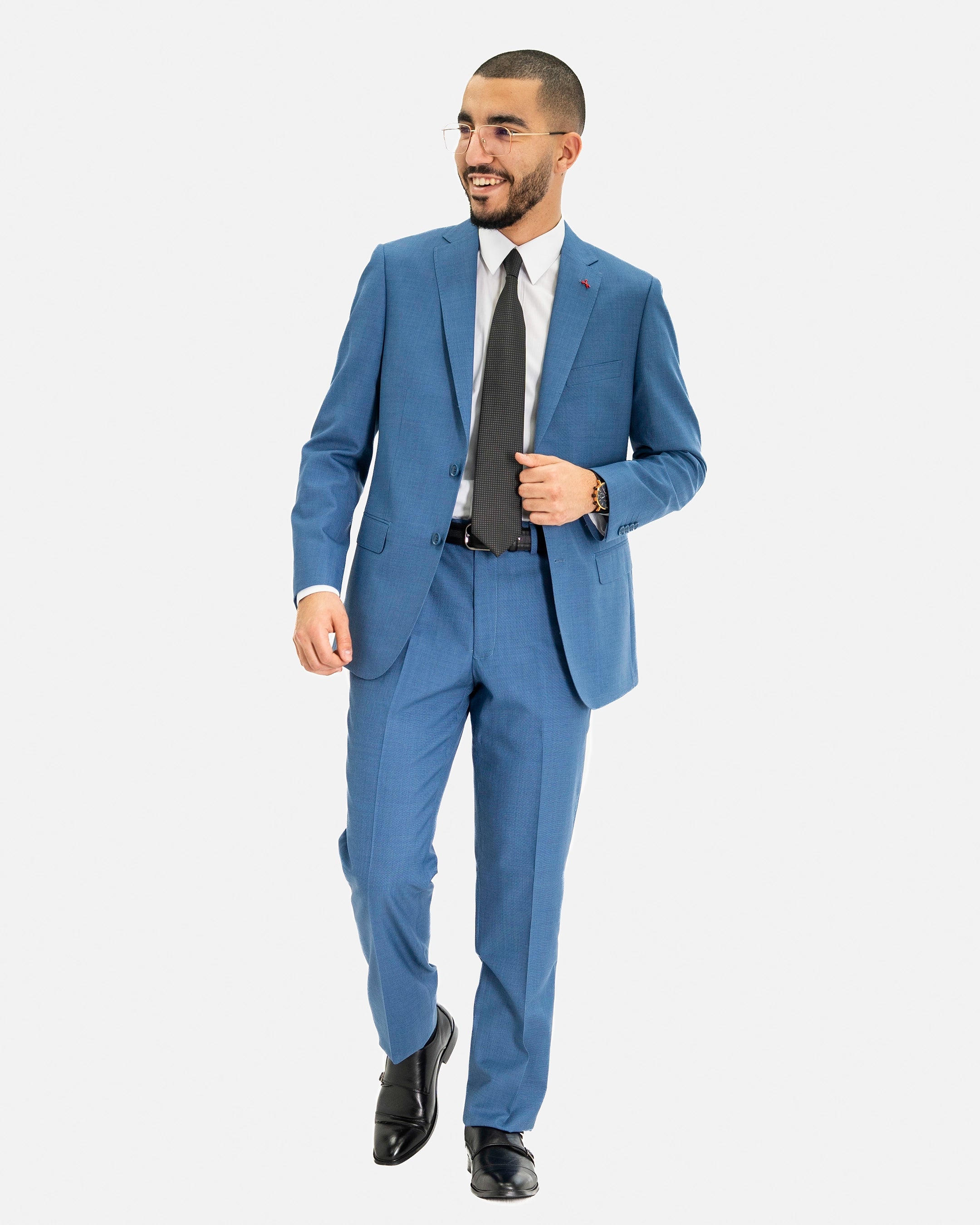 Lapis Blue 2-Piece Modern-Fit Wool Suit