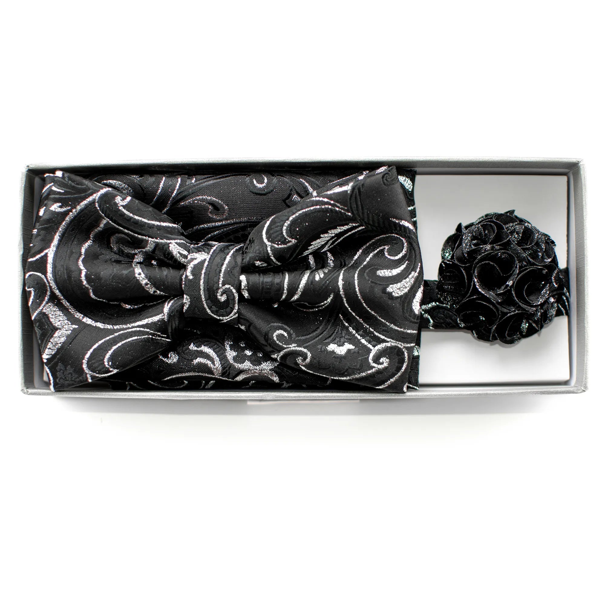 Metallic Paisley Bow Tie Set