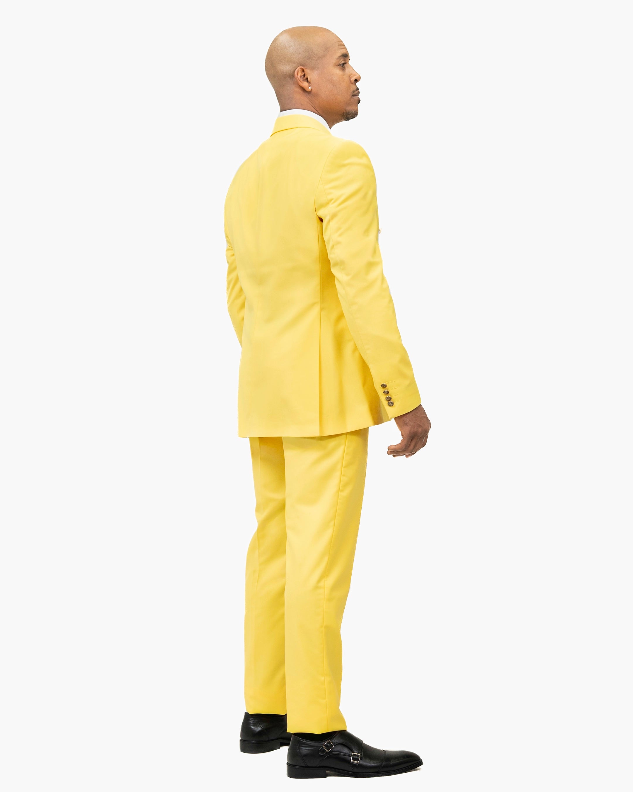 Yellow 2-Piece Double-Breasted Slim-Fit Suit