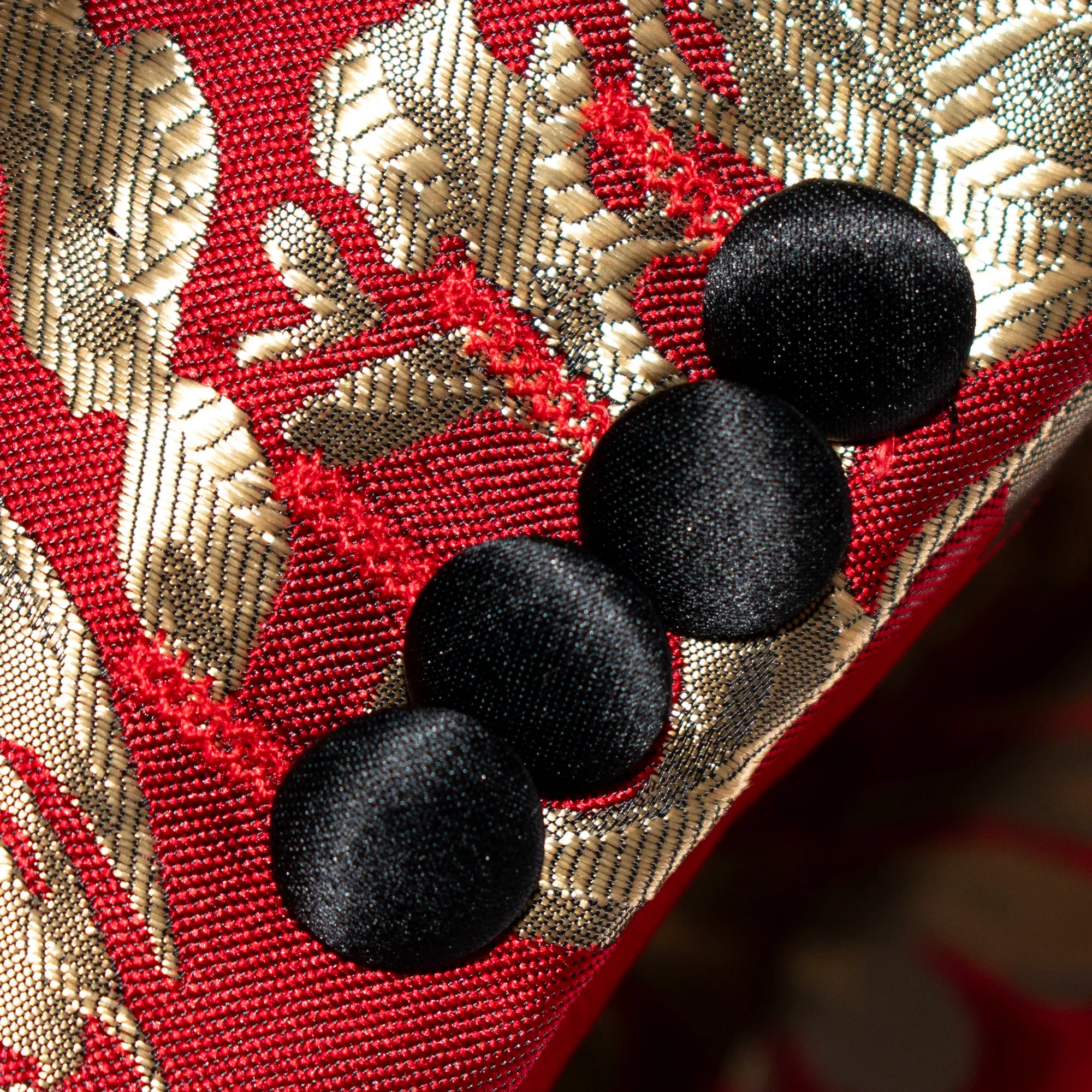 Red with Woven Gold Filigree 3-Piece Slim-Fit Tuxedo